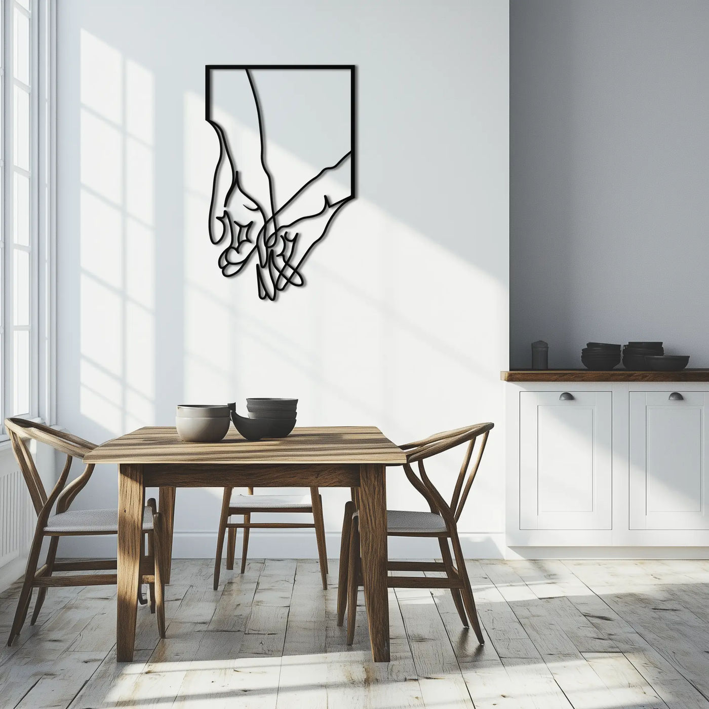 Romantic Hands Metal Wall Art - Minimalist Steel Wall Decor for Home & Bedroom - KAF039 by Enova Art