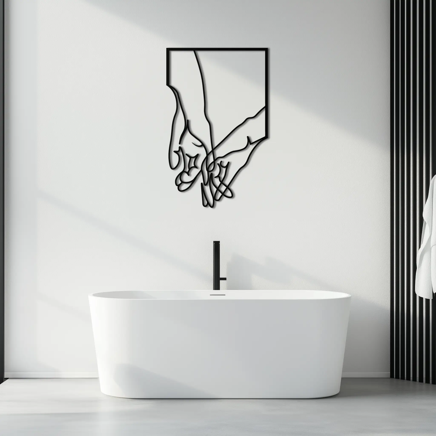 Romantic Hands Metal Wall Art - Minimalist Steel Wall Decor for Home & Bedroom - KAF039 by Enova Art