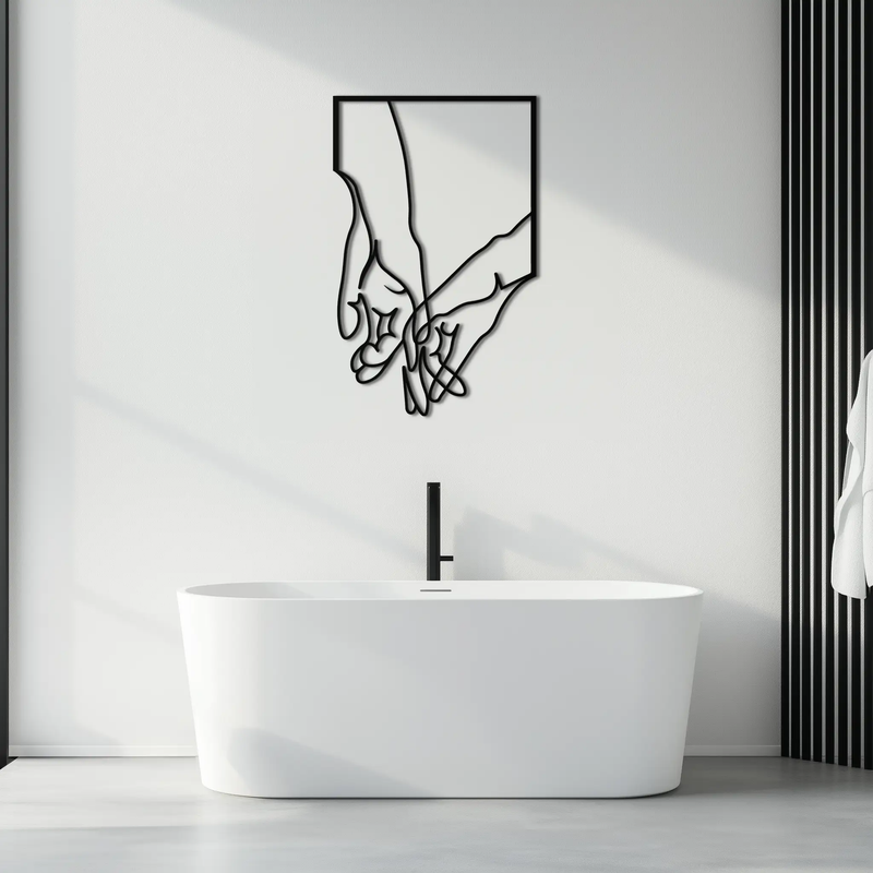 Romantic Hands Metal Wall Art - Minimalist Steel Wall Decor for Home & Bedroom - KAF039 by Enova Art