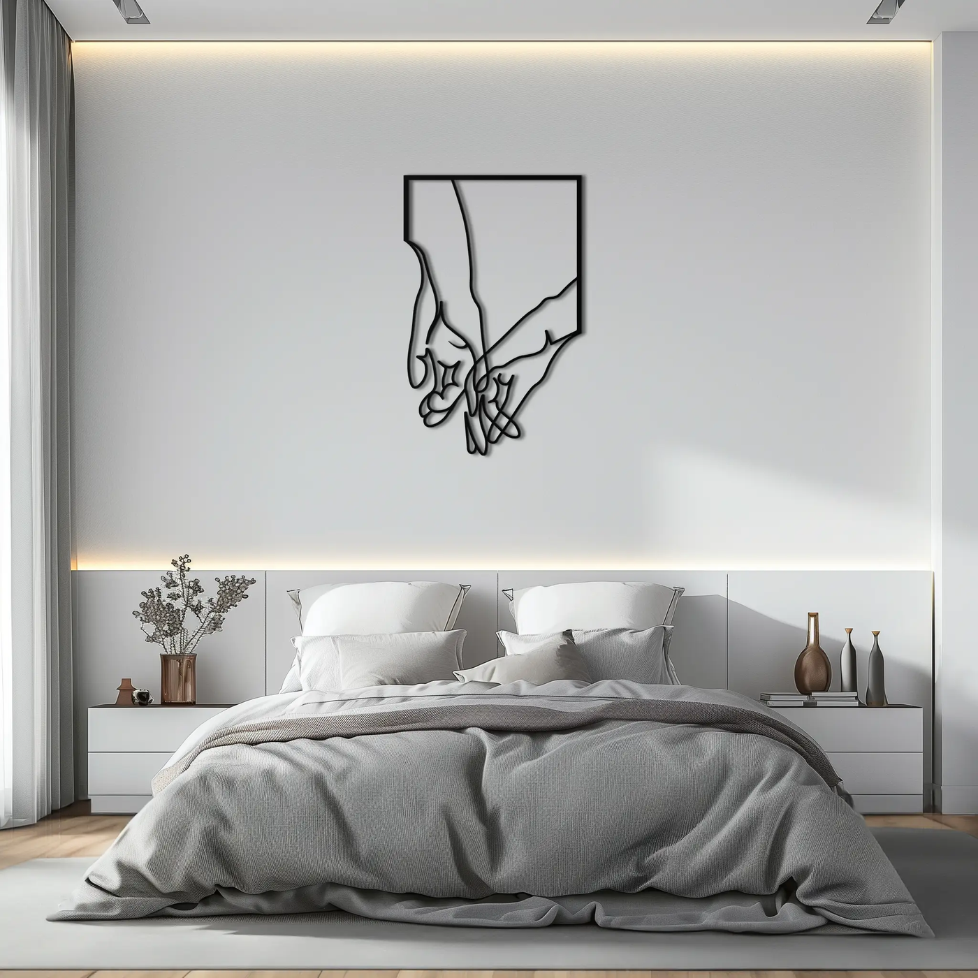Romantic Hands Metal Wall Art - Minimalist Steel Wall Decor for Home & Bedroom - KAF039 by Enova Art