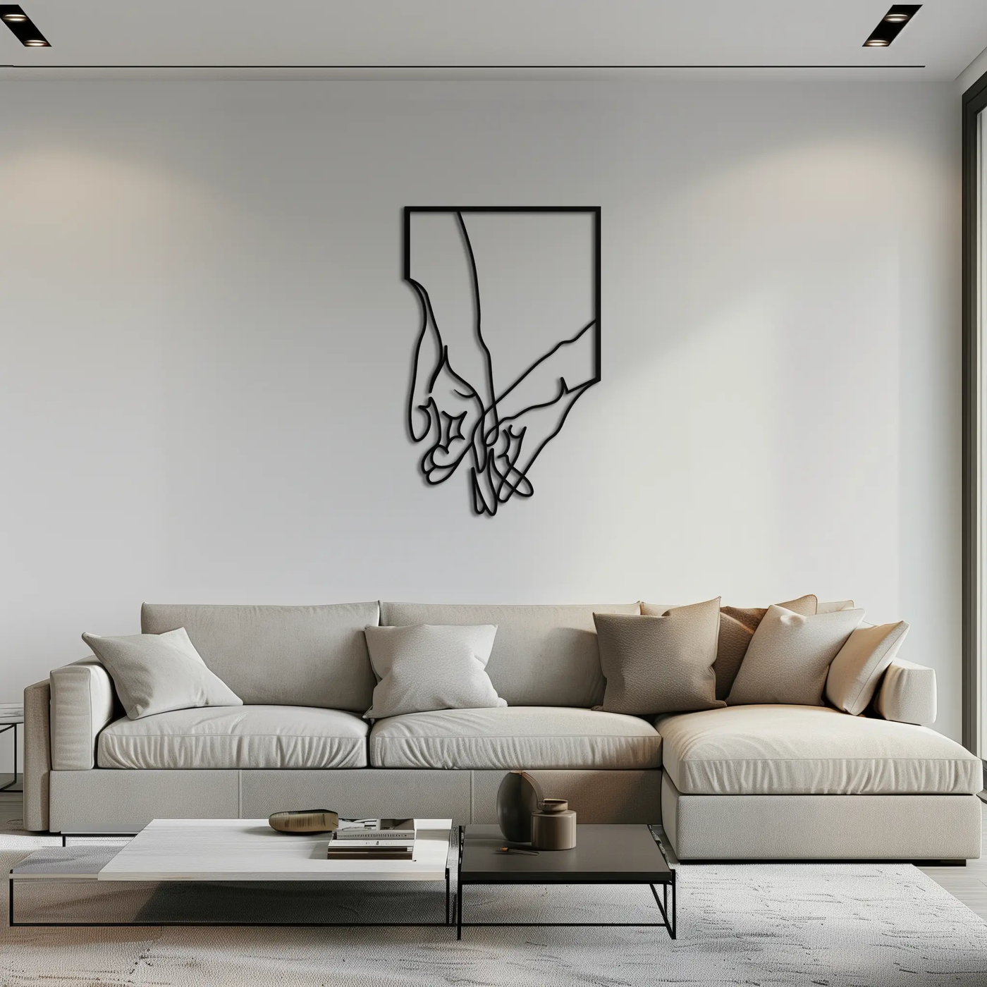 Romantic Hands Metal Wall Art - Minimalist Steel Wall Decor for Home & Bedroom - KAF039 by Enova Art