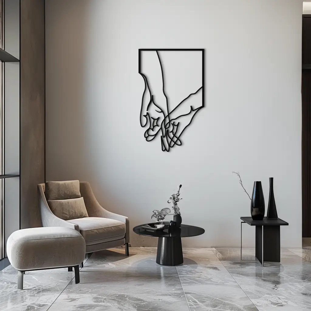 Romantic Hands Metal Wall Art - Minimalist Steel Wall Decor for Home & Bedroom - KAF039 by Enova Art
