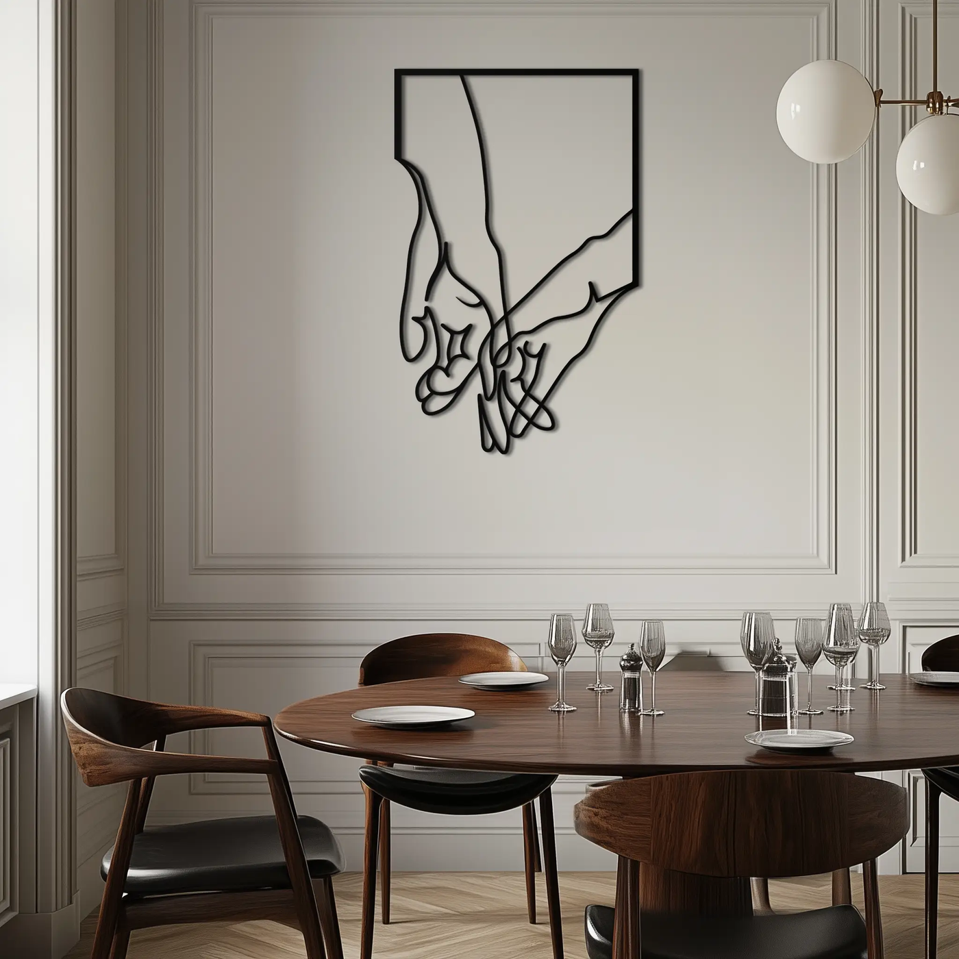Romantic Hands Metal Wall Art - Minimalist Steel Wall Decor for Home & Bedroom - KAF039 by Enova Art