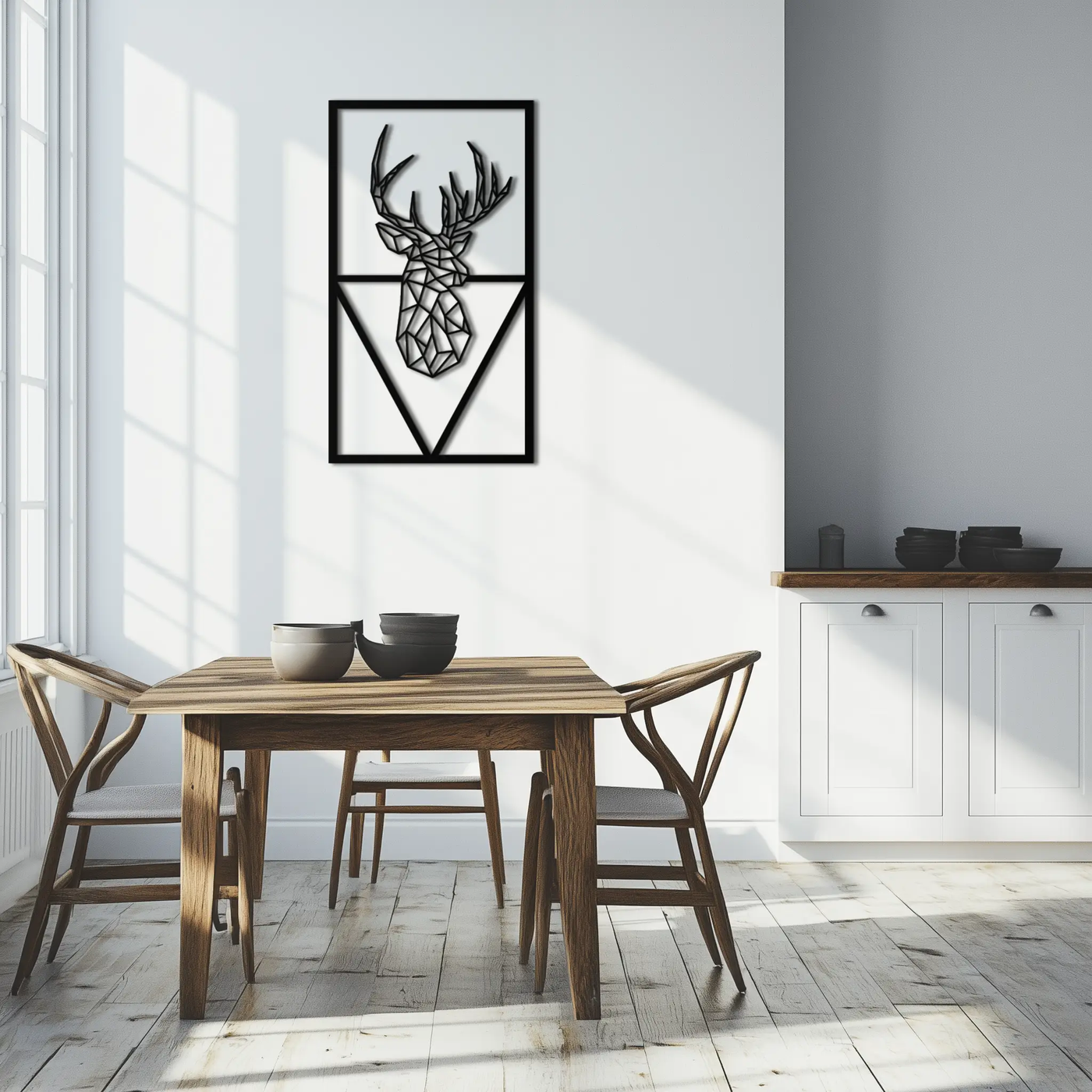 Geometric Deer Metal Wall Art - Modern Steel Wall Decor - KAF040 by Enova Art