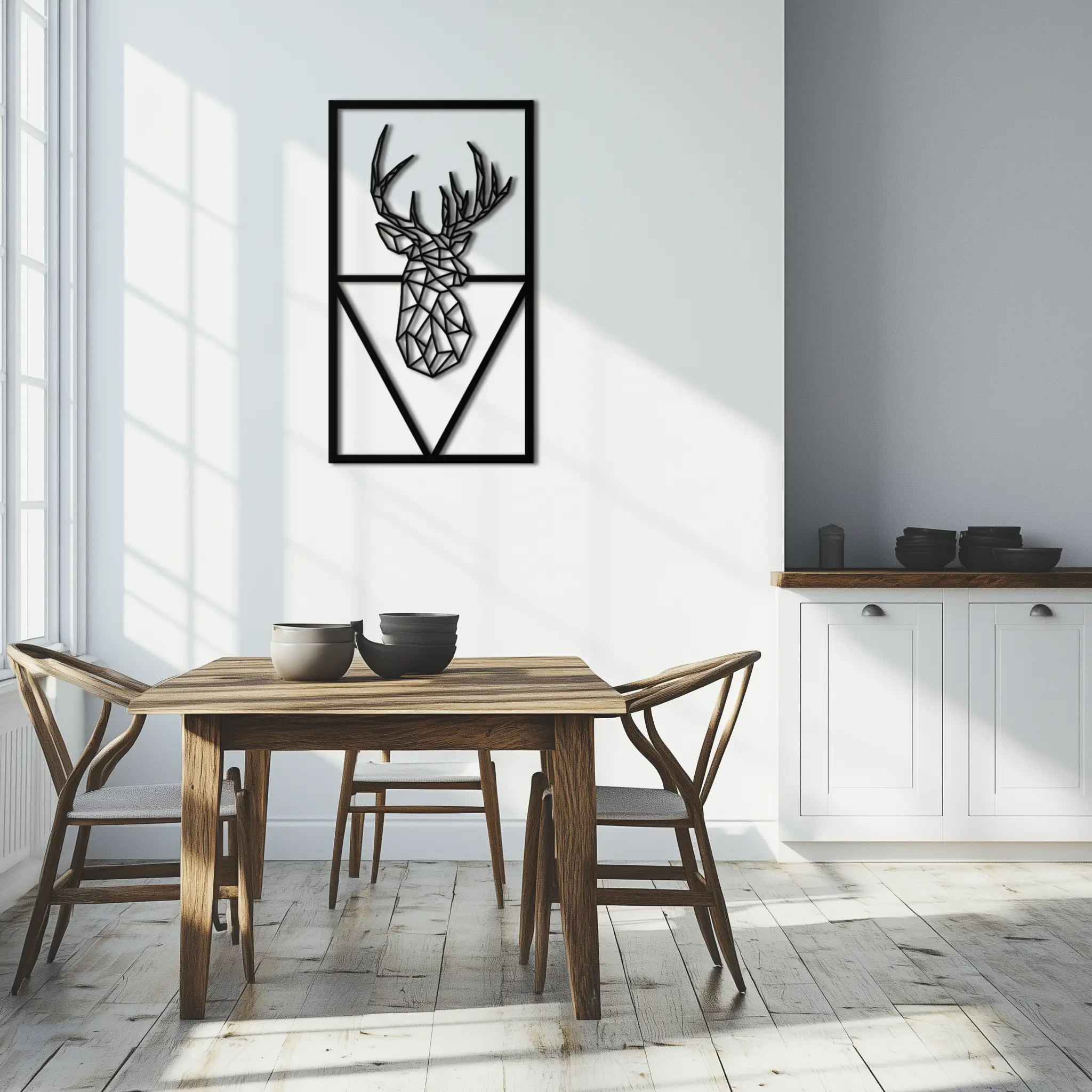 Geometric Deer Metal Wall Art - Modern Steel Wall Decor - KAF040 by Enova Art