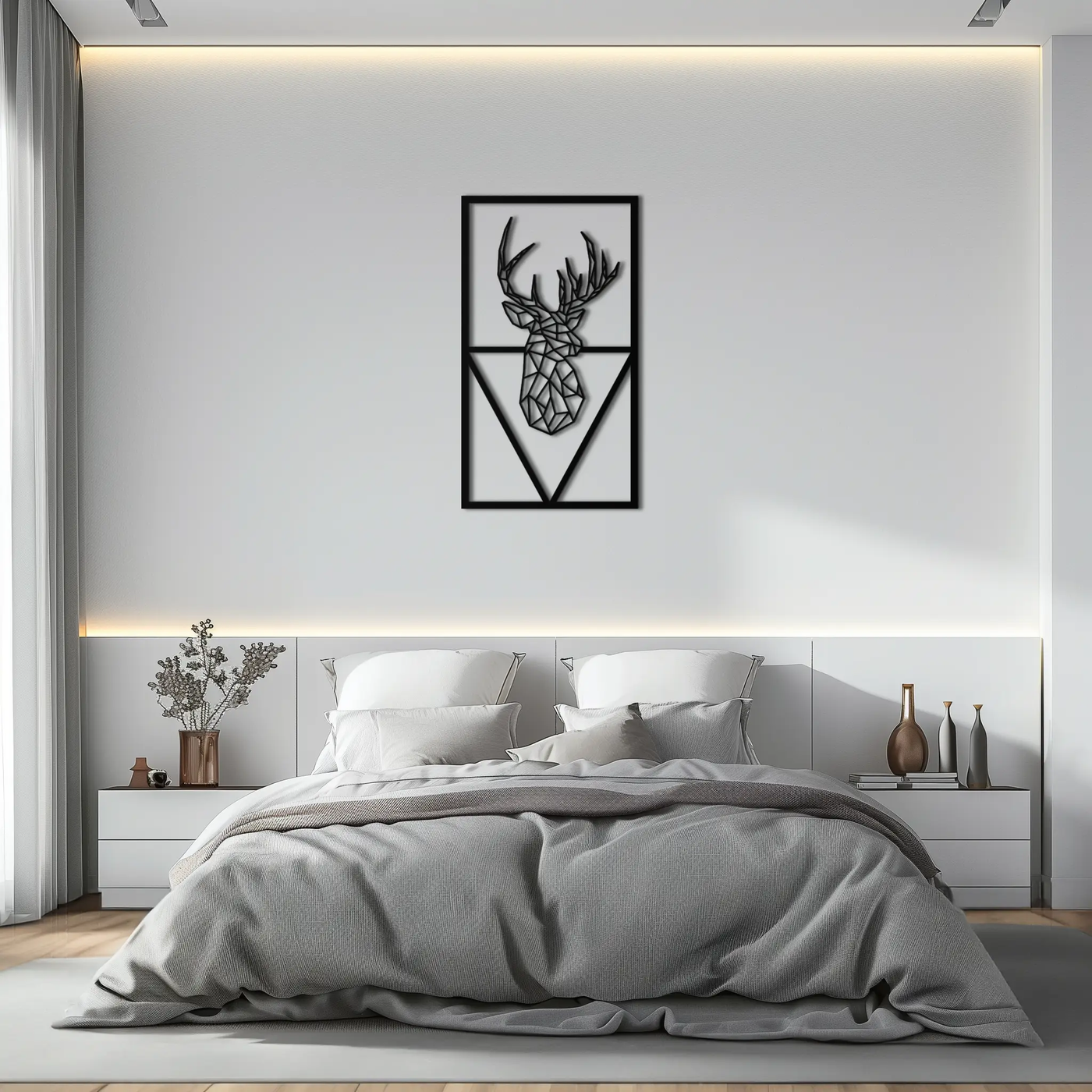 Geometric Deer Metal Wall Art - Modern Steel Wall Decor - KAF040 by Enova Art