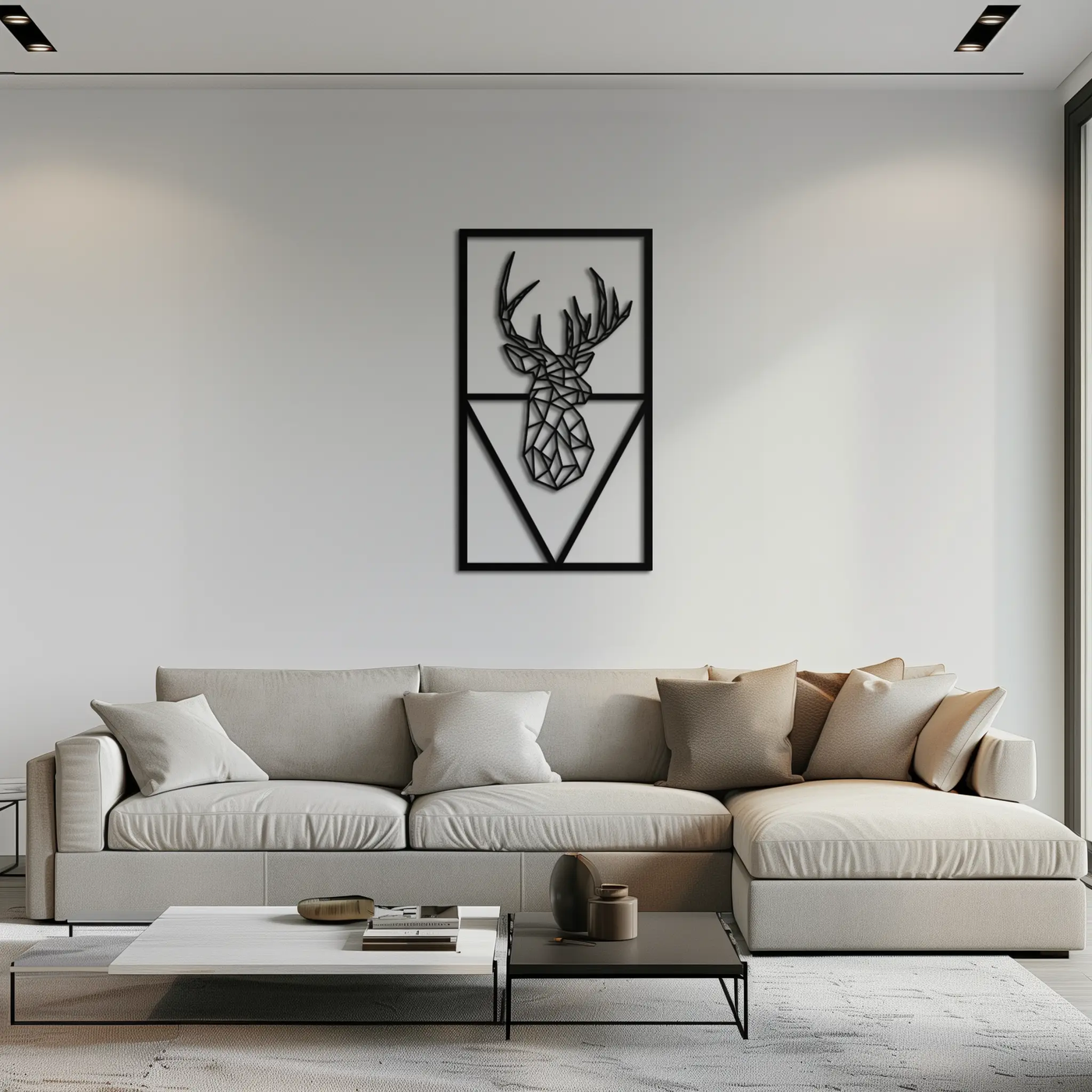 Geometric Deer Metal Wall Art - Modern Steel Wall Decor - KAF040 by Enova Art