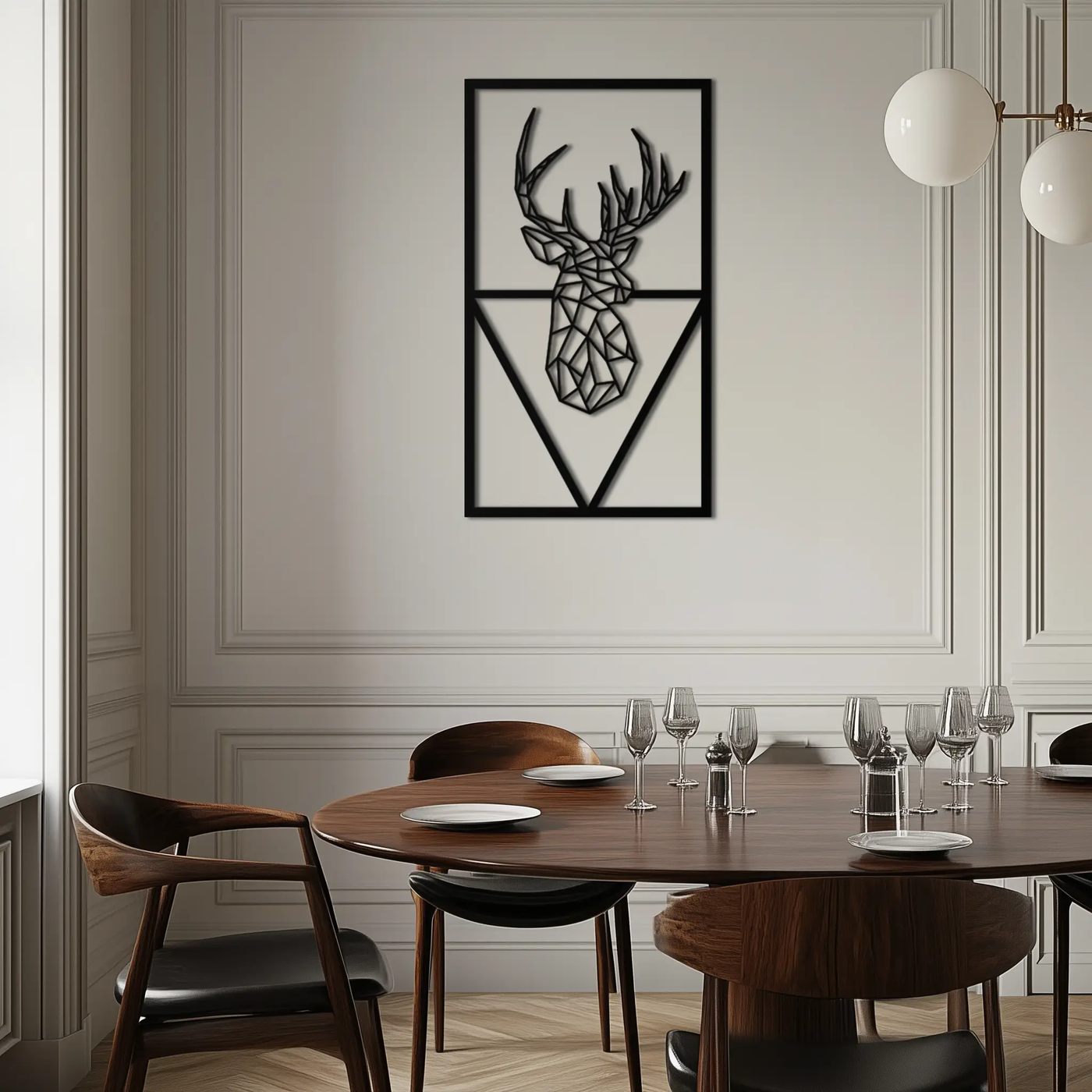 Geometric Deer Metal Wall Art - Modern Steel Wall Decor - KAF040 by Enova Art