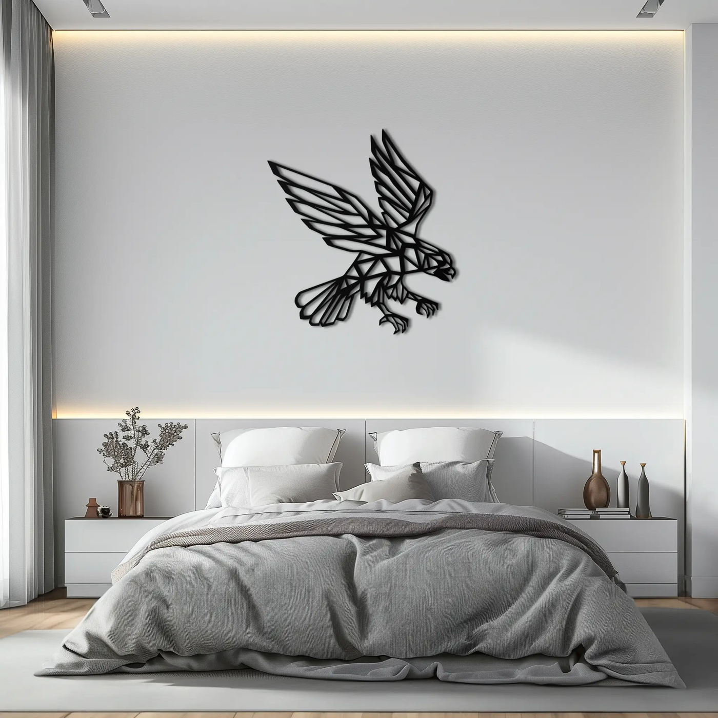Geometric Eagle Metal Wall Art - Modern Steel Wall Decor - KAF042 by Enova Art