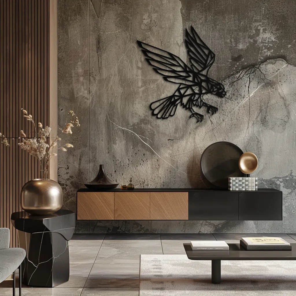 Geometric Eagle Metal Wall Art - Modern Steel Wall Decor - KAF042 by Enova Art