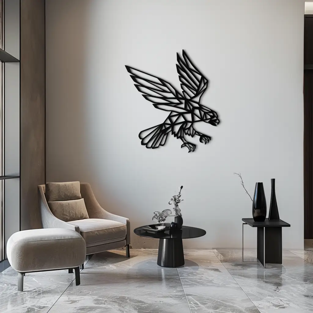 Geometric Eagle Metal Wall Art - Modern Steel Wall Decor - KAF042 by Enova Art