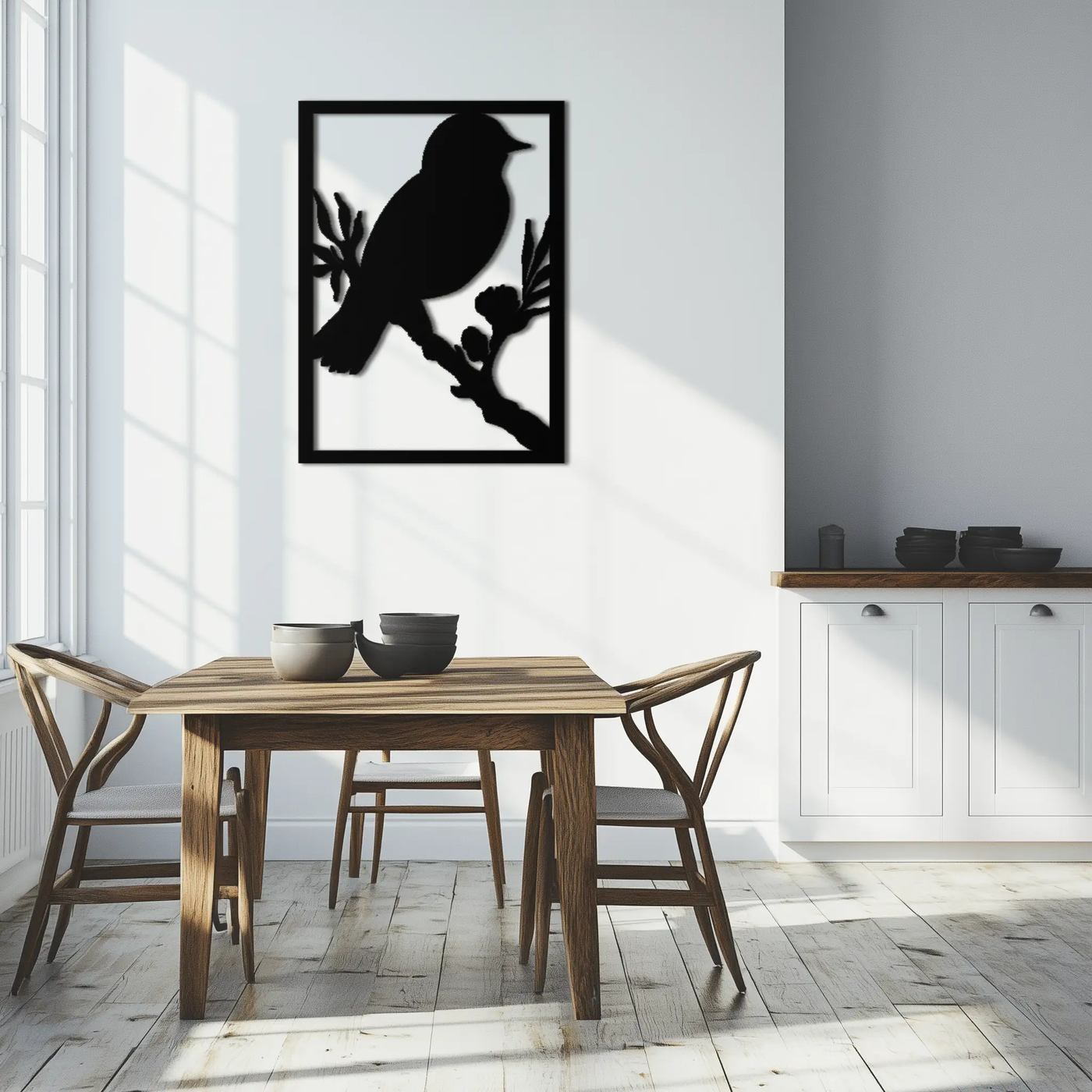 Bird on Branch Metal Wall Art - Modern Steel Decor for Home & Office - KAF043 by Enova Art