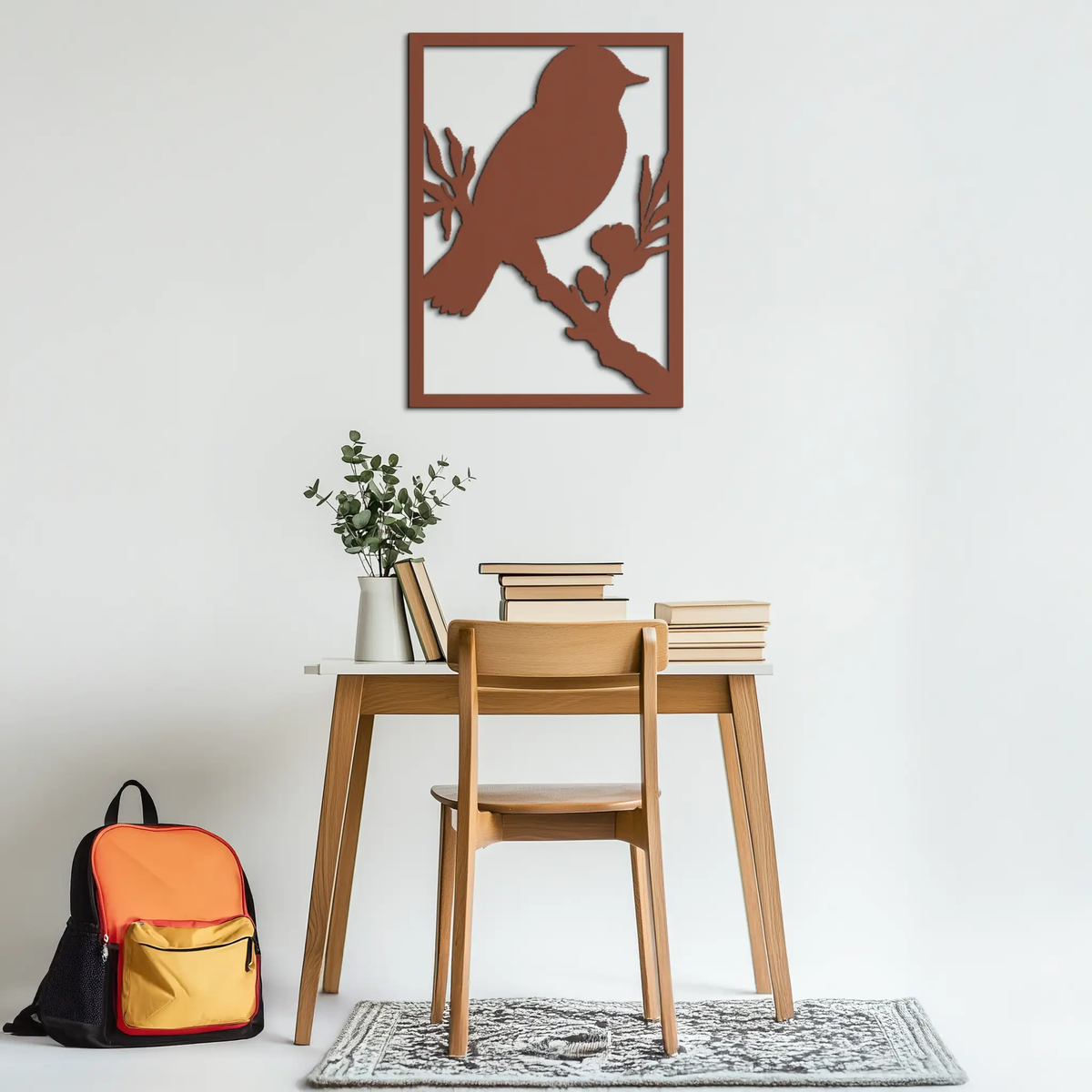Bird on Branch Metal Wall Art - Modern Steel Decor for Home & Office - KAF043 by Enova Art