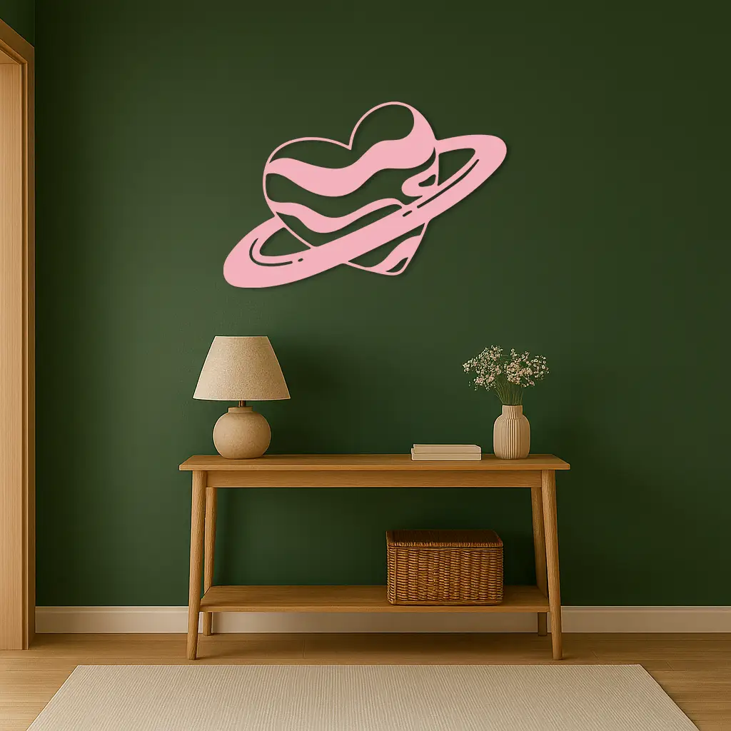 Planet Heart Silhouette Metal Wall Art – Cosmic Love Design - KAFGP043 by Enova Art
