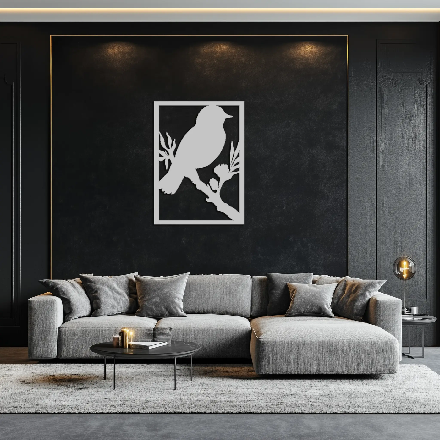Bird on Branch Metal Wall Art - Modern Steel Decor for Home & Office - KAF043 by Enova Art