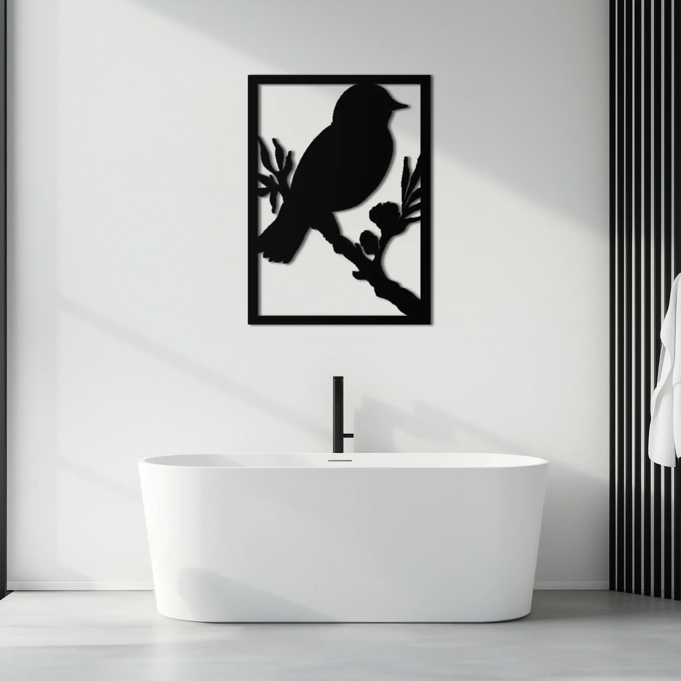Bird on Branch Metal Wall Art - Modern Steel Decor for Home & Office - KAF043 by Enova Art