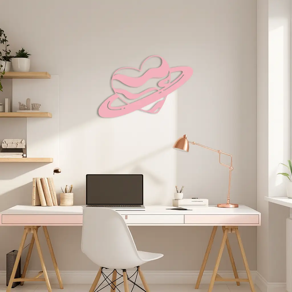 Planet Heart Silhouette Metal Wall Art – Cosmic Love Design - KAFGP043 by Enova Art