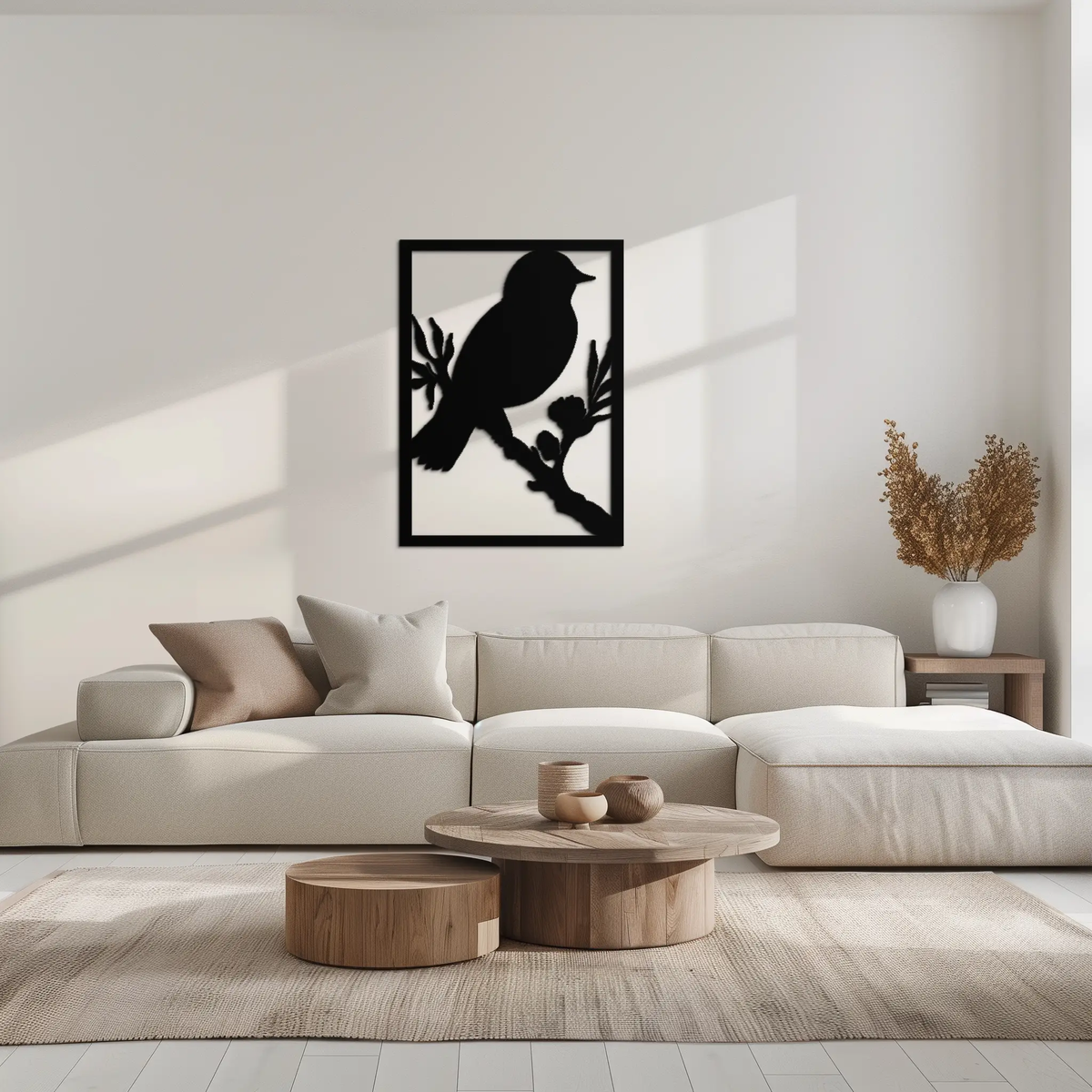 Bird on Branch Metal Wall Art - Modern Steel Decor for Home & Office - KAF043 by Enova Art