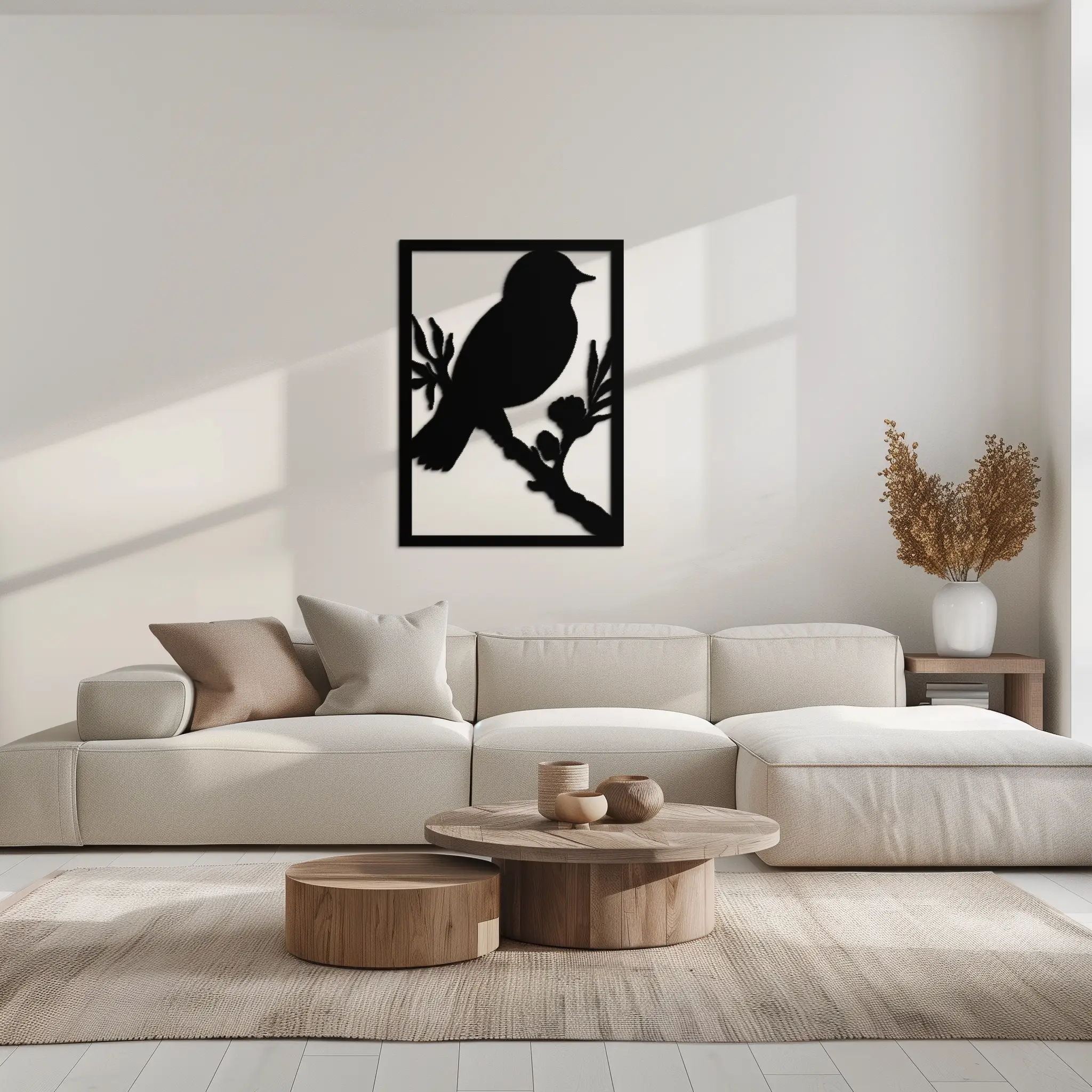 Bird on Branch Metal Wall Art - Modern Steel Decor for Home & Office - KAF043 by Enova Art