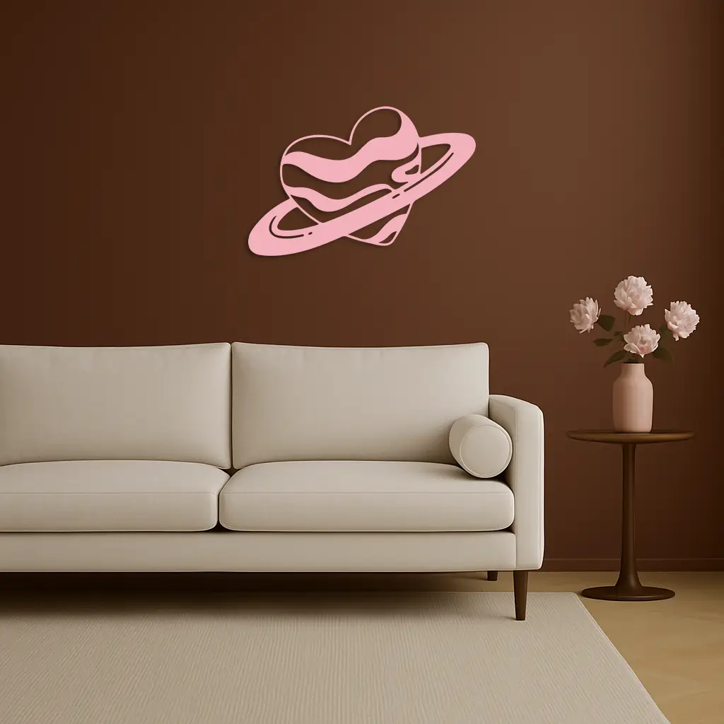 Planet Heart Silhouette Metal Wall Art – Cosmic Love Design - KAFGP043 by Enova Art