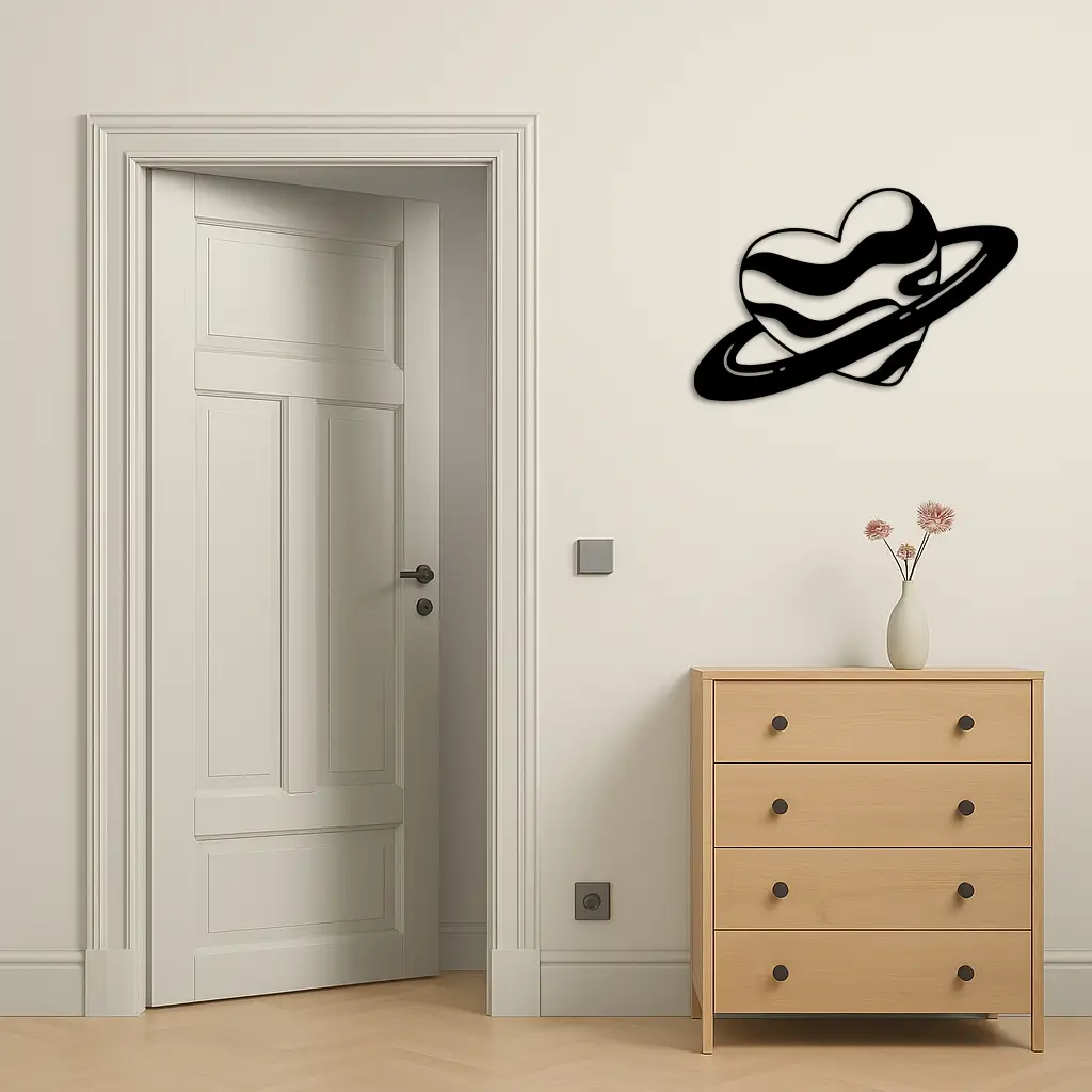 Planet Heart Silhouette Metal Wall Art – Cosmic Love Design - KAFGP043 by Enova Art