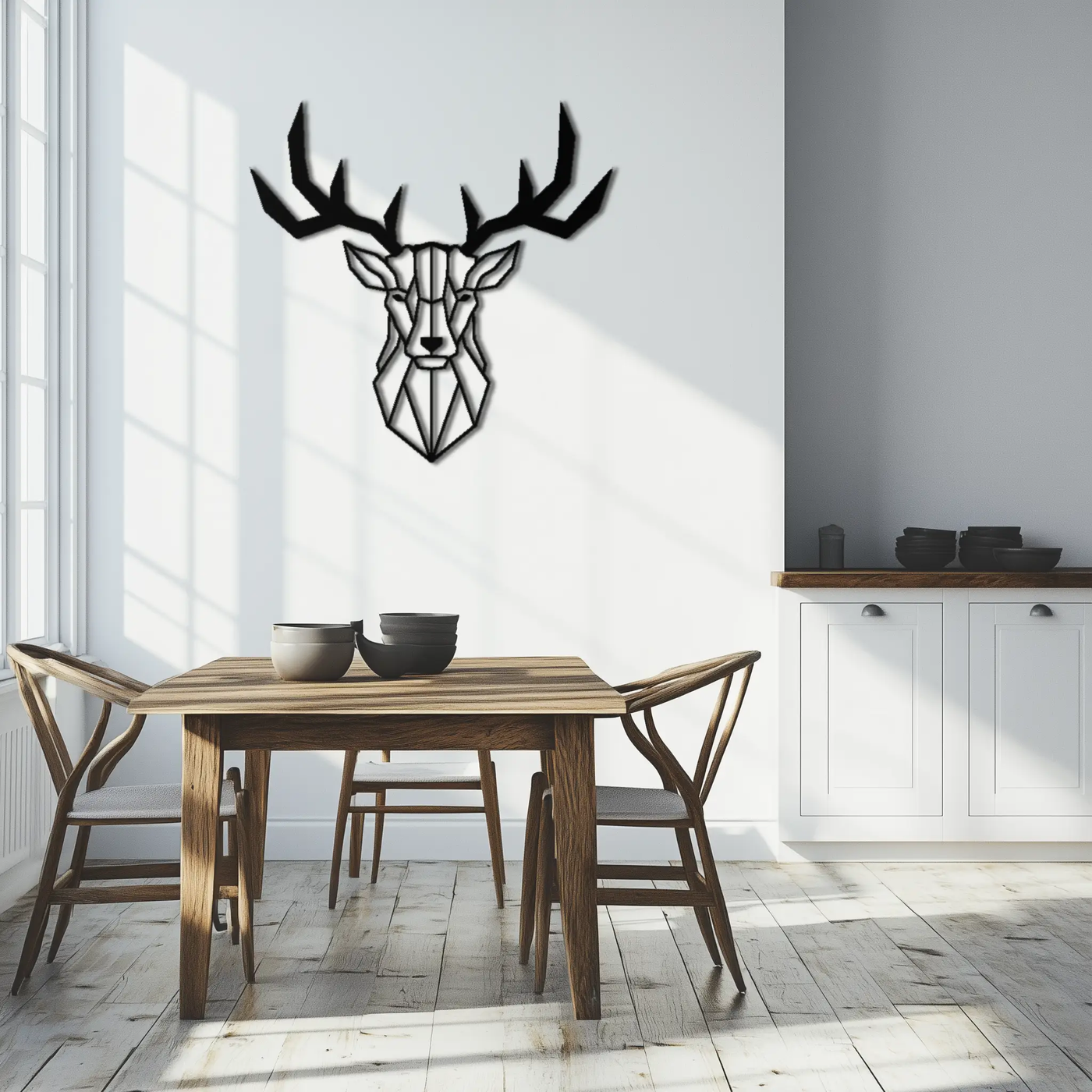 Geometric Deer Head Metal Wall Art - Modern Steel Decor - KAF048 by Enova Art