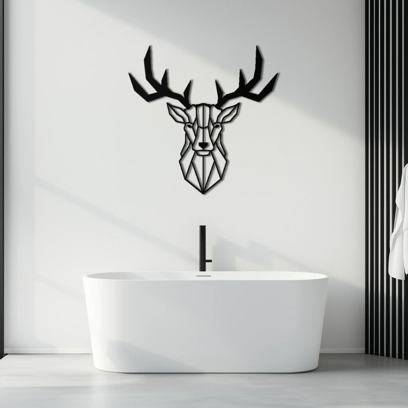 Geometric Deer Head Metal Wall Art - Modern Steel Decor - KAF048 by Enova Art