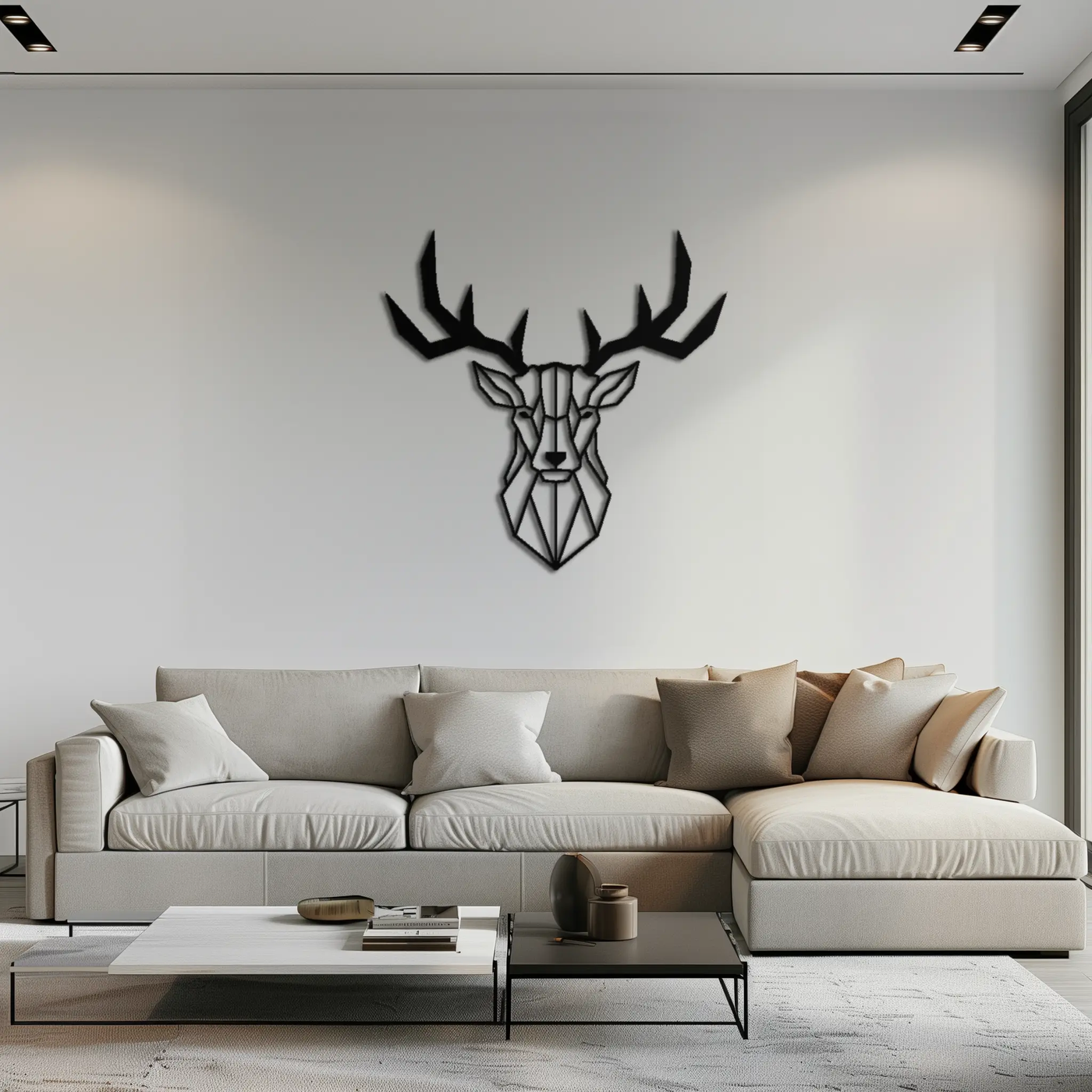 Geometric Deer Head Metal Wall Art - Modern Steel Decor - KAF048 by Enova Art