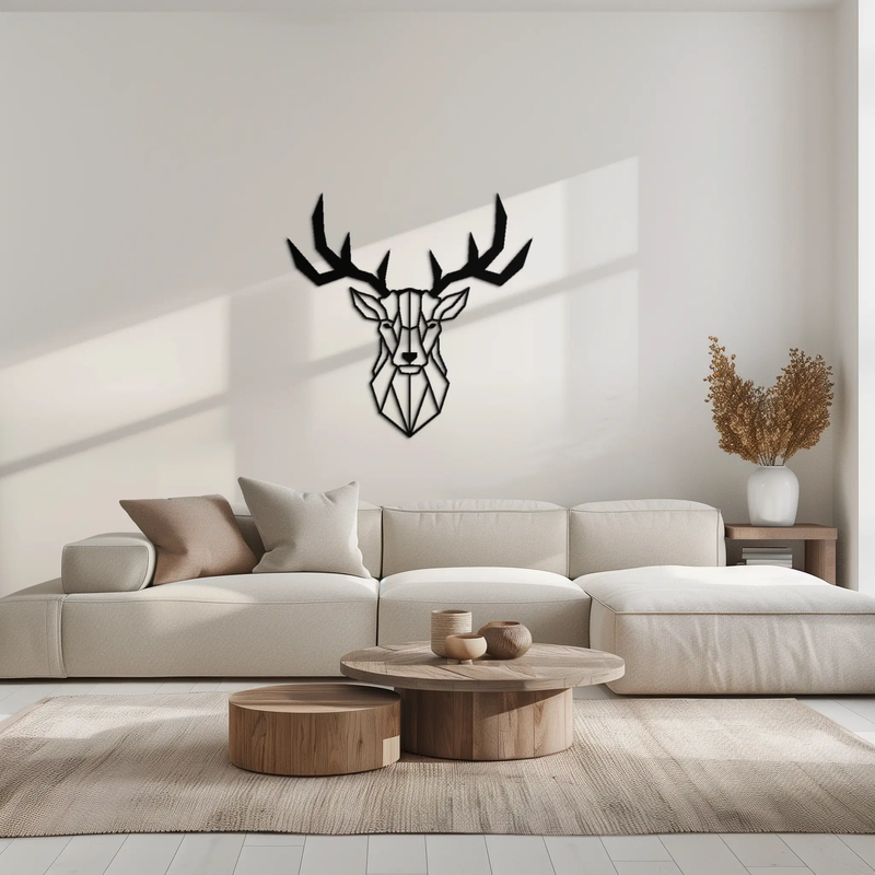 Geometric Deer Head Metal Wall Art - Modern Steel Decor - KAF048 by Enova Art