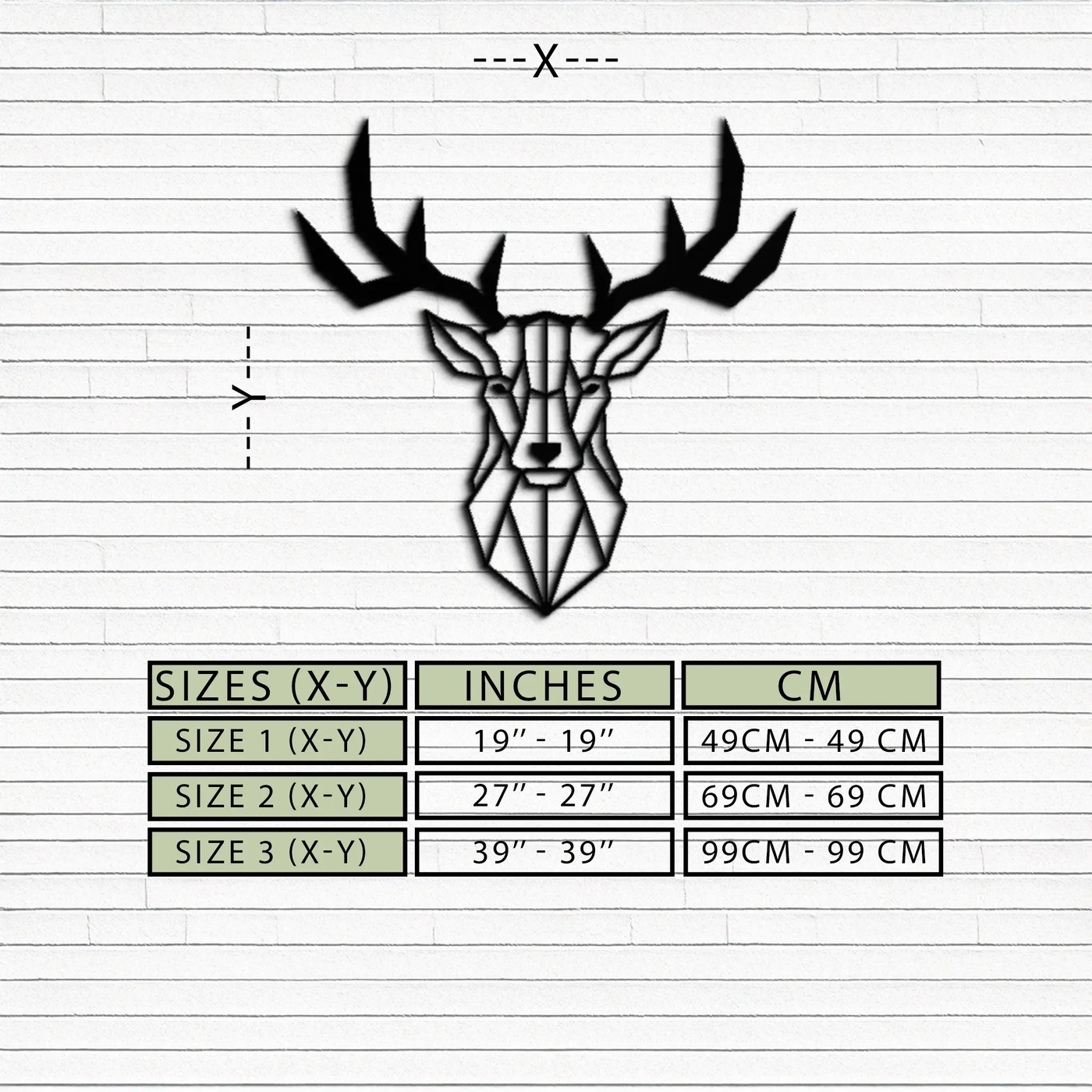 Geometric Deer Head Metal Wall Art - Modern Steel Decor - KAF048 by Enova Art