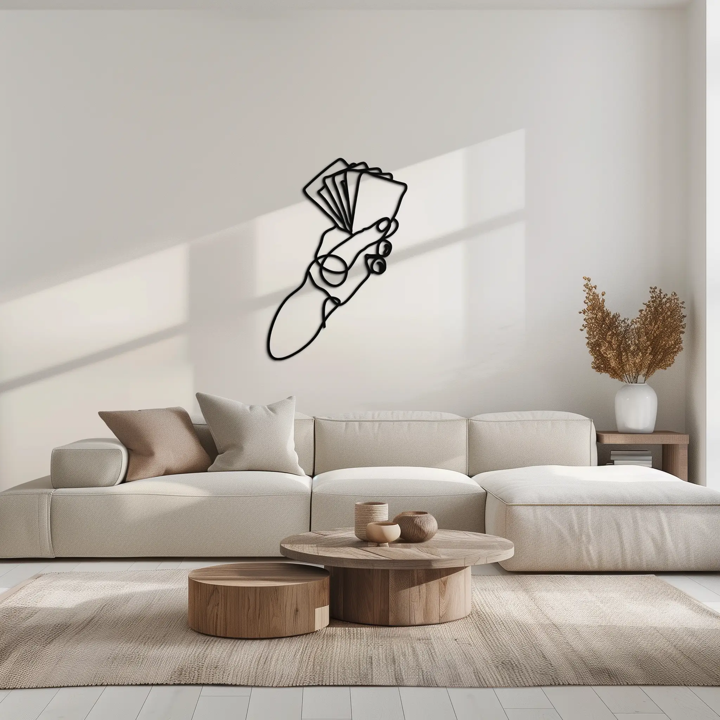 Geometric Hand Holding Cards - Minimalist Metal Wall Art - KAF049 by Enova Art