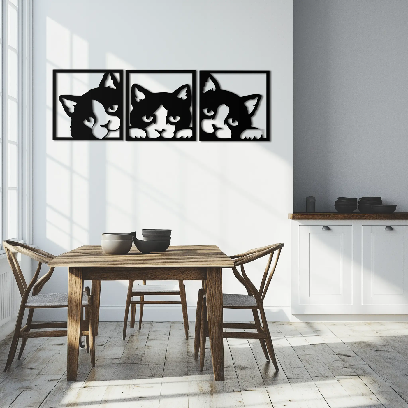 Curious Cats Metal Wall Art - Modern Minimalist Feline Decor - KAF051 by Enova Art