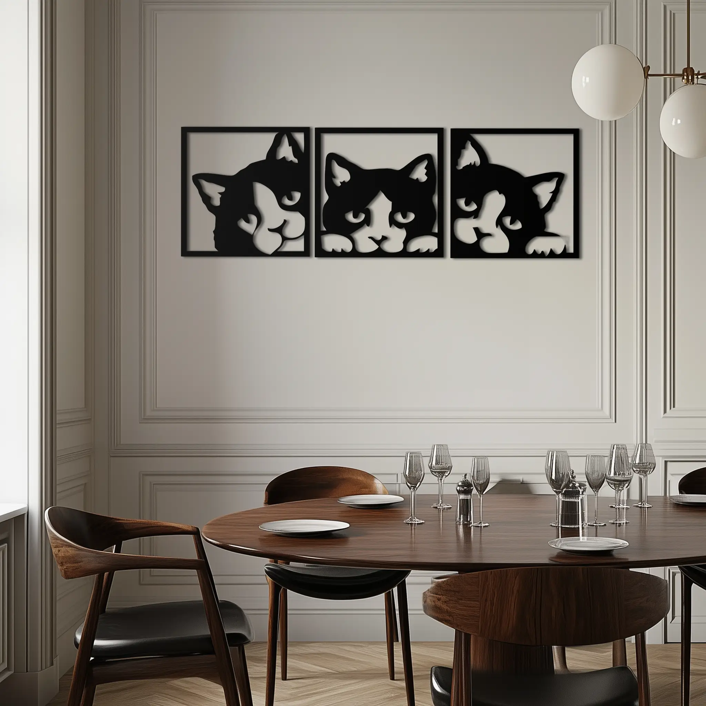 Curious Cats Metal Wall Art - Modern Minimalist Feline Decor - KAF051 by Enova Art