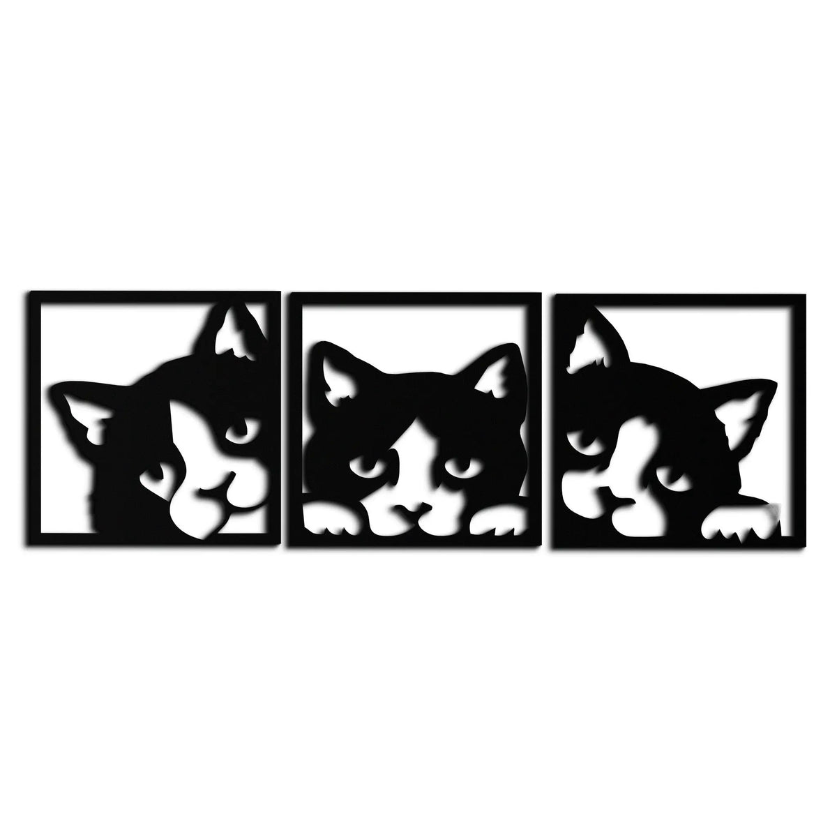 Curious Cats Metal Wall Art - Modern Minimalist Feline Decor - KAF051 by Enova Art