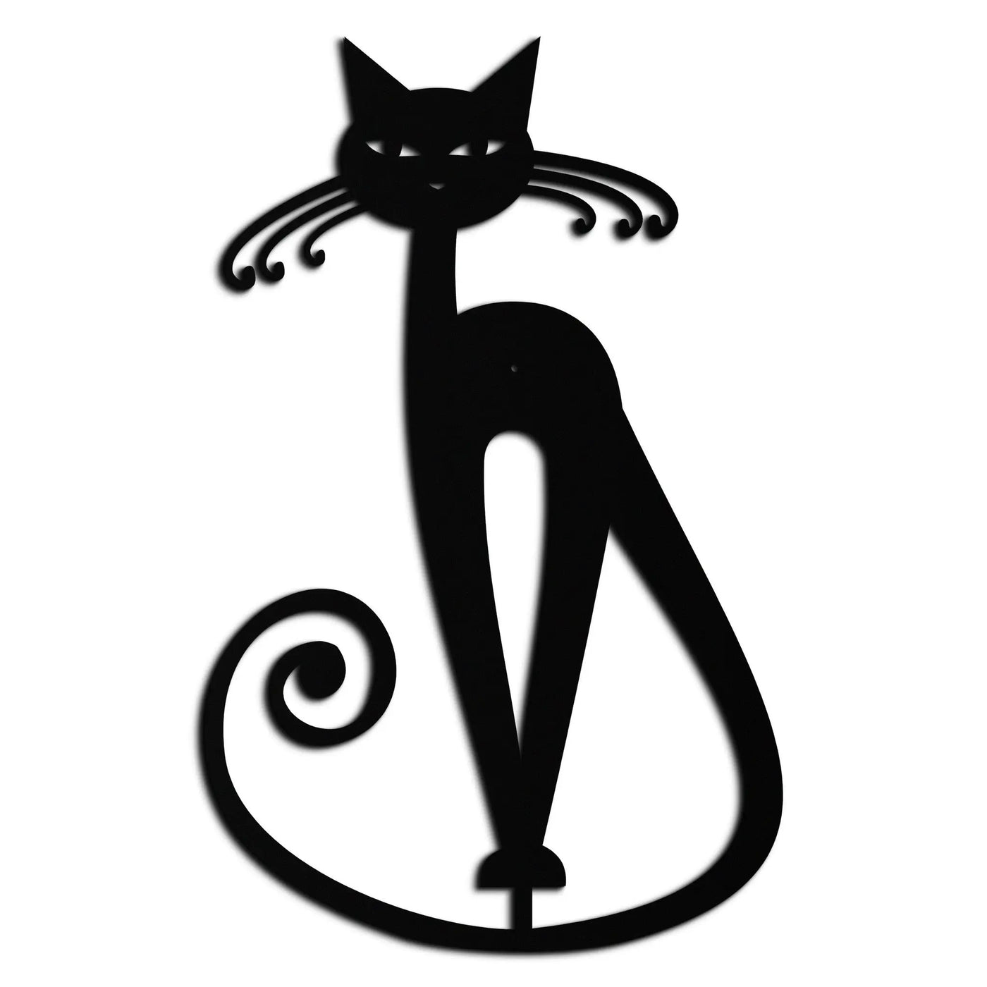 Elegant Cat Metal Wall Art - Geometric Black Metal Wall Sculpture - KAF052 by Enova Art