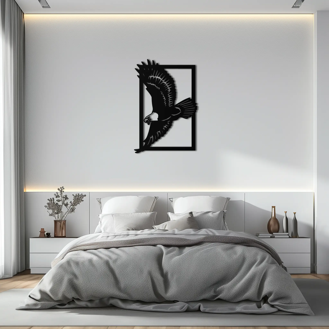 Majestic Eagle Metal Wall Art - Steel Wall Decor for Home and Office - KAF055 by Enova Art