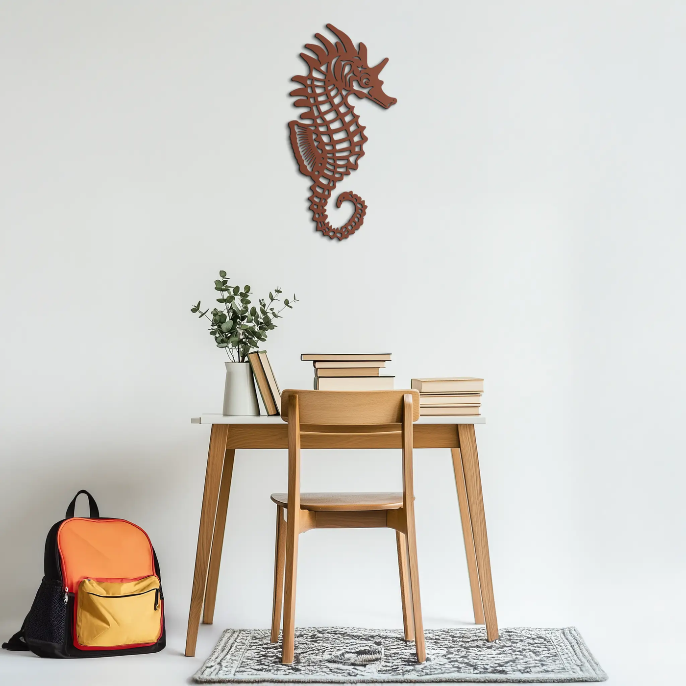 Elegant Seahorse Metal Wall Art - Ocean-Inspired Minimalist Decor - KAF057 by Enova Art