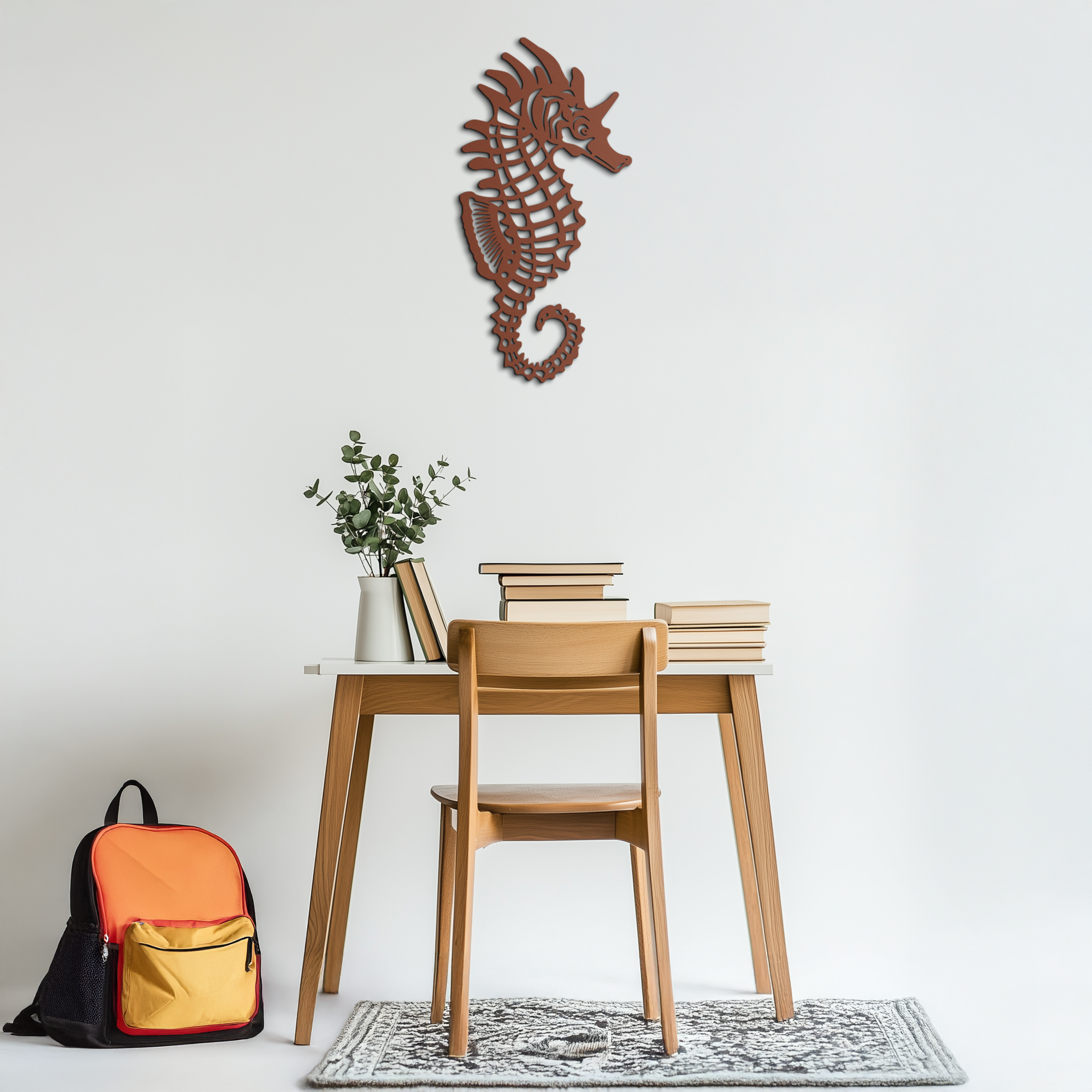 Elegant Seahorse Metal Wall Art - Ocean-Inspired Minimalist Decor - KAF057 by Enova Art