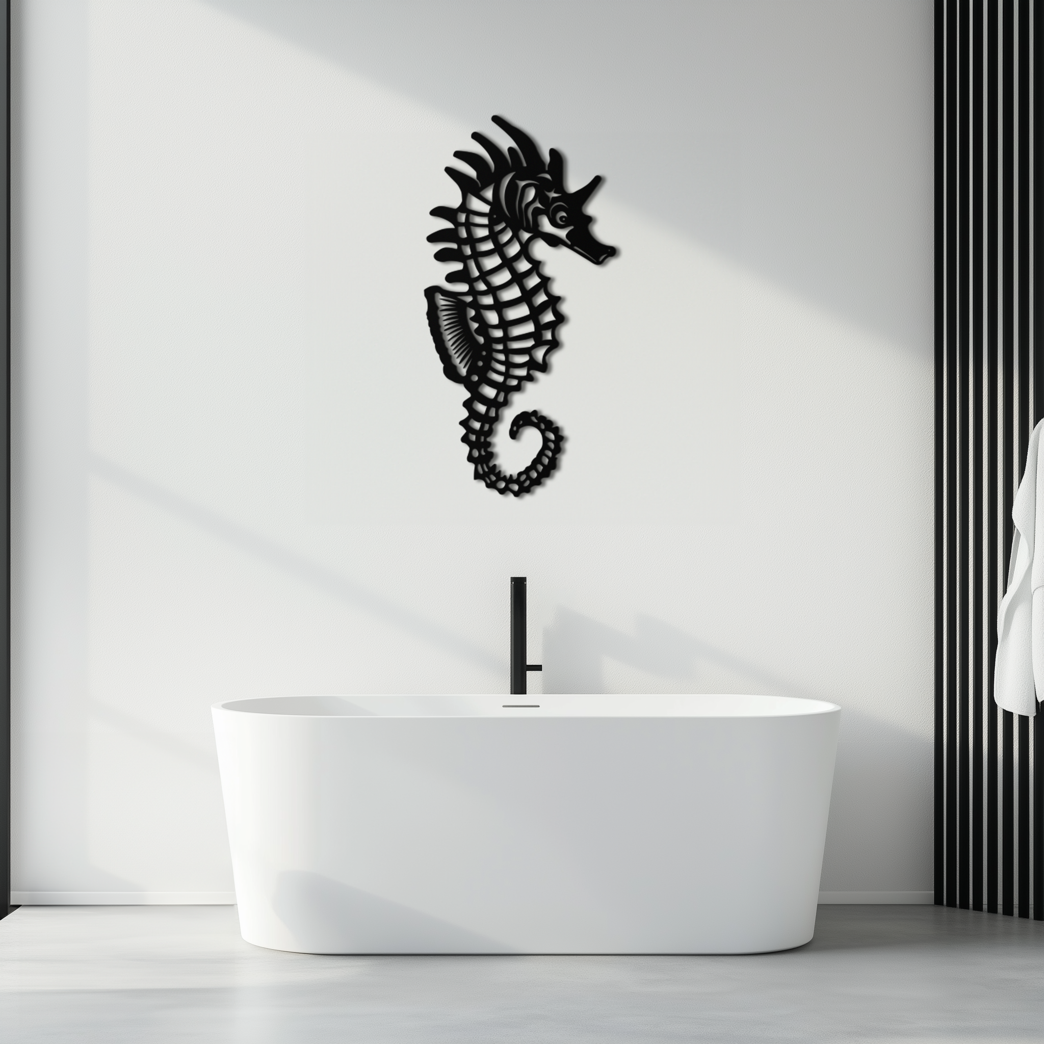 Elegant Seahorse Metal Wall Art - Ocean-Inspired Minimalist Decor - KAF057 by Enova Art