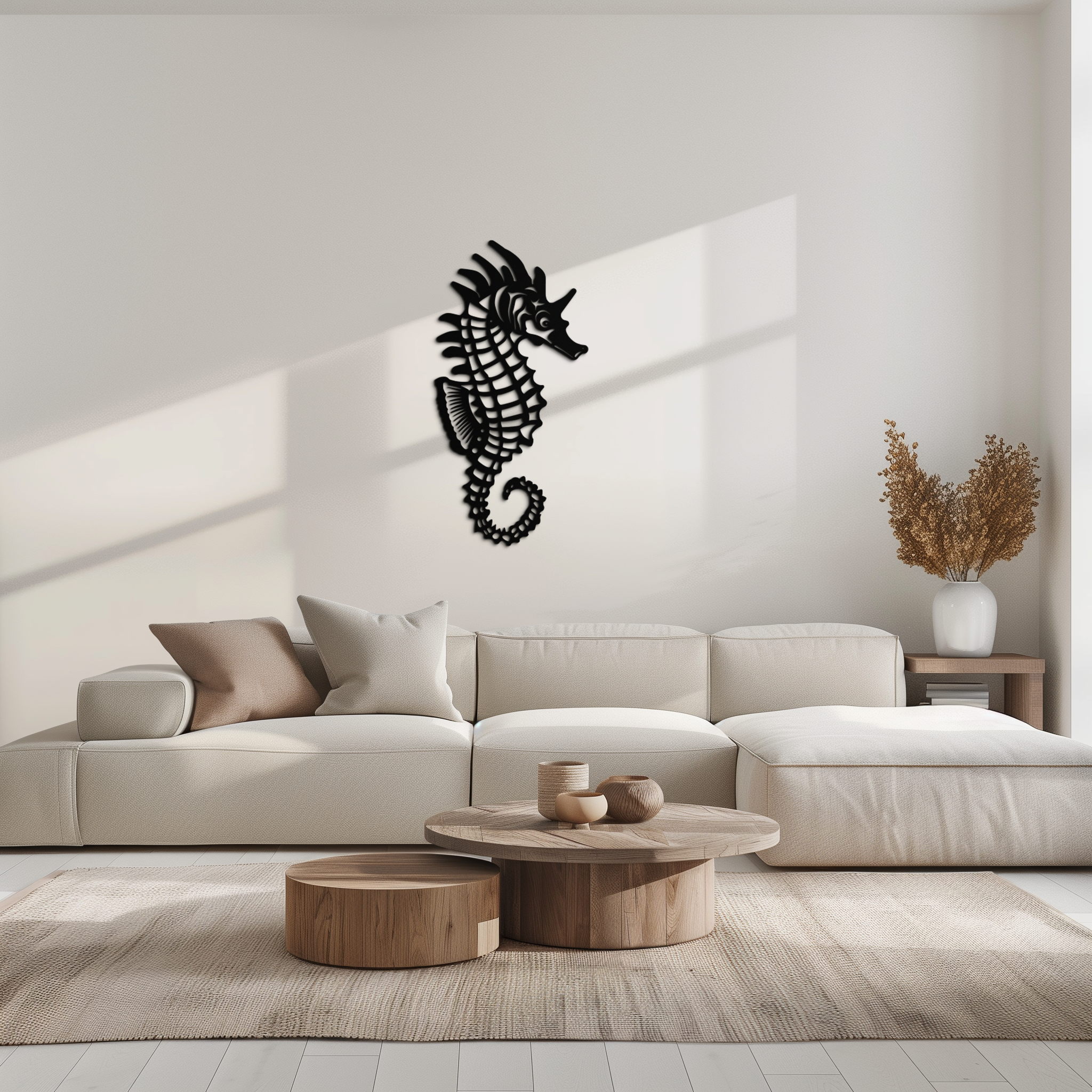 Elegant Seahorse Metal Wall Art - Ocean-Inspired Minimalist Decor - KAF057 by Enova Art