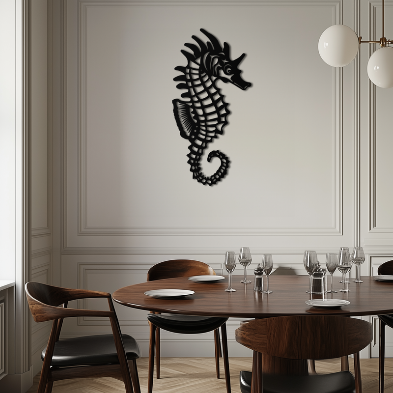 Elegant Seahorse Metal Wall Art - Ocean-Inspired Minimalist Decor - KAF057 by Enova Art