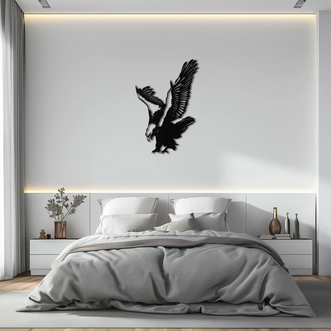 Majestic Eagle Metal Wall Art - Powerful Steel Bird Silhouette - KAF059 by Enova Art