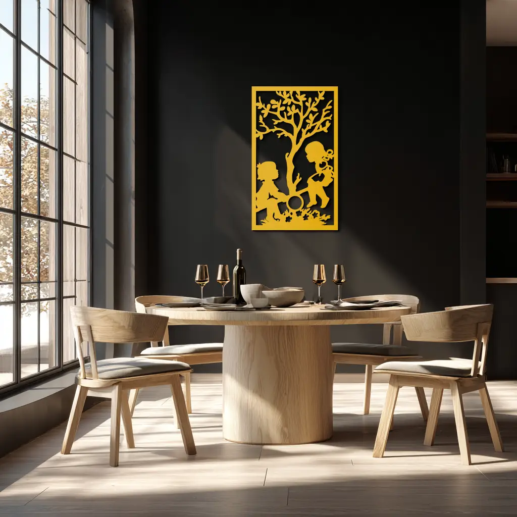Playful Childhood Metal Wall Art - Nostalgic Minimalist Steel Decor - KAF060 by Enova Art