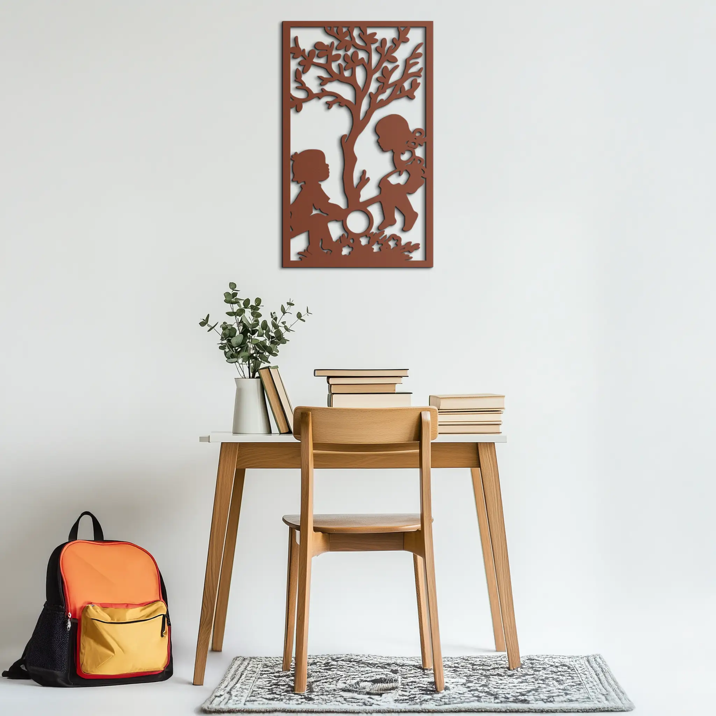 Playful Childhood Metal Wall Art - Nostalgic Minimalist Steel Decor - KAF060 by Enova Art