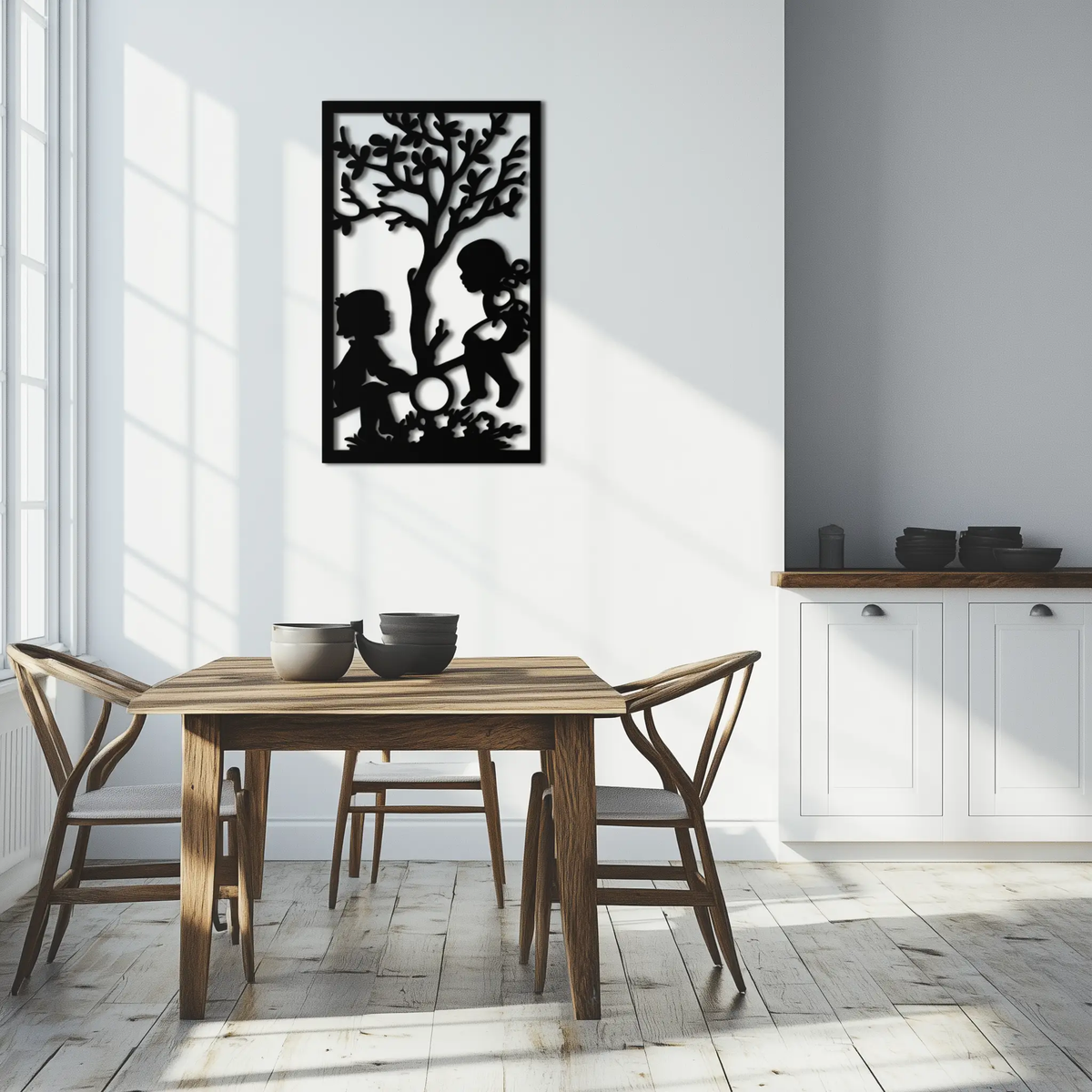 Playful Childhood Metal Wall Art - Nostalgic Minimalist Steel Decor - KAF060 by Enova Art