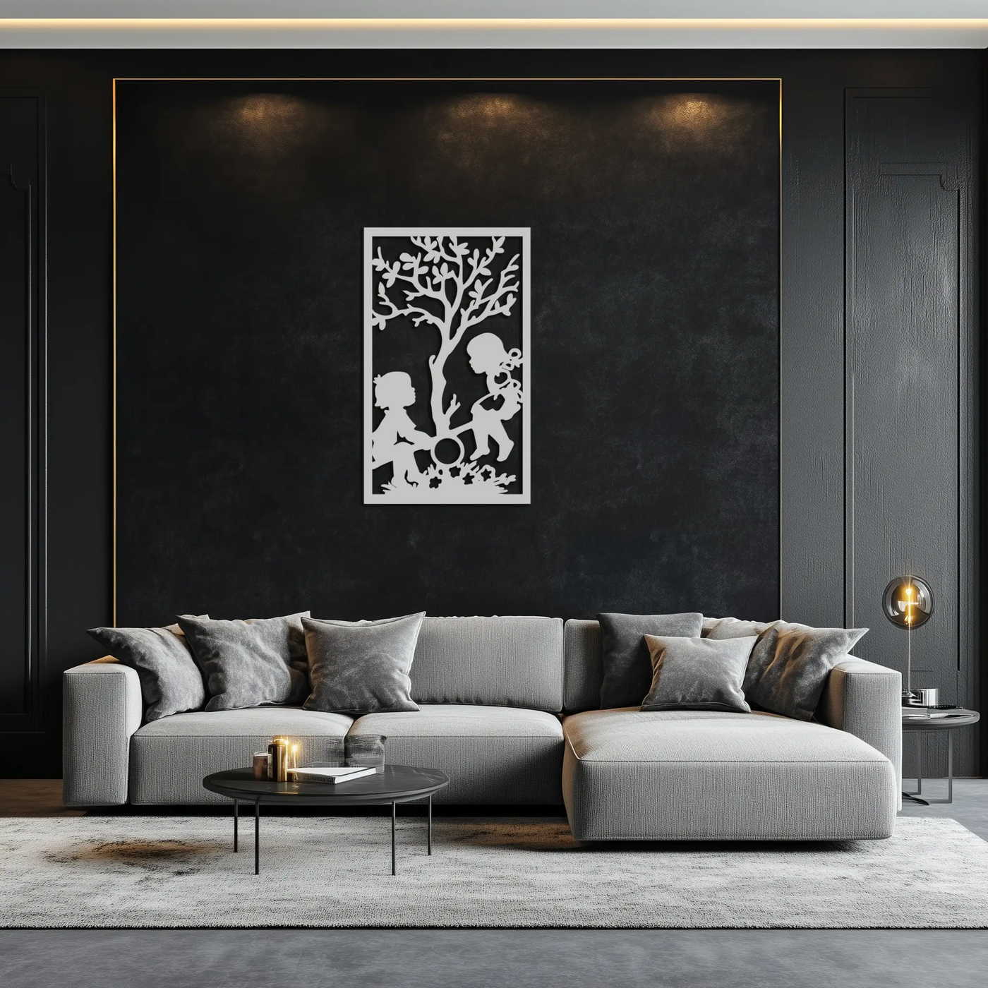 Playful Childhood Metal Wall Art - Nostalgic Minimalist Steel Decor - KAF060 by Enova Art