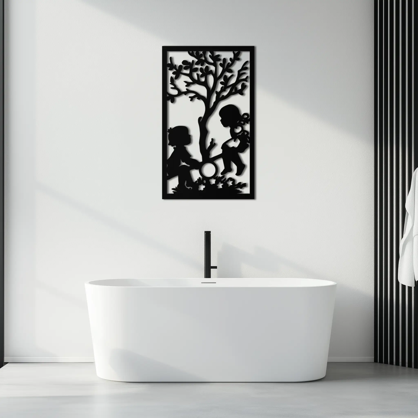 Playful Childhood Metal Wall Art - Nostalgic Minimalist Steel Decor - KAF060 by Enova Art