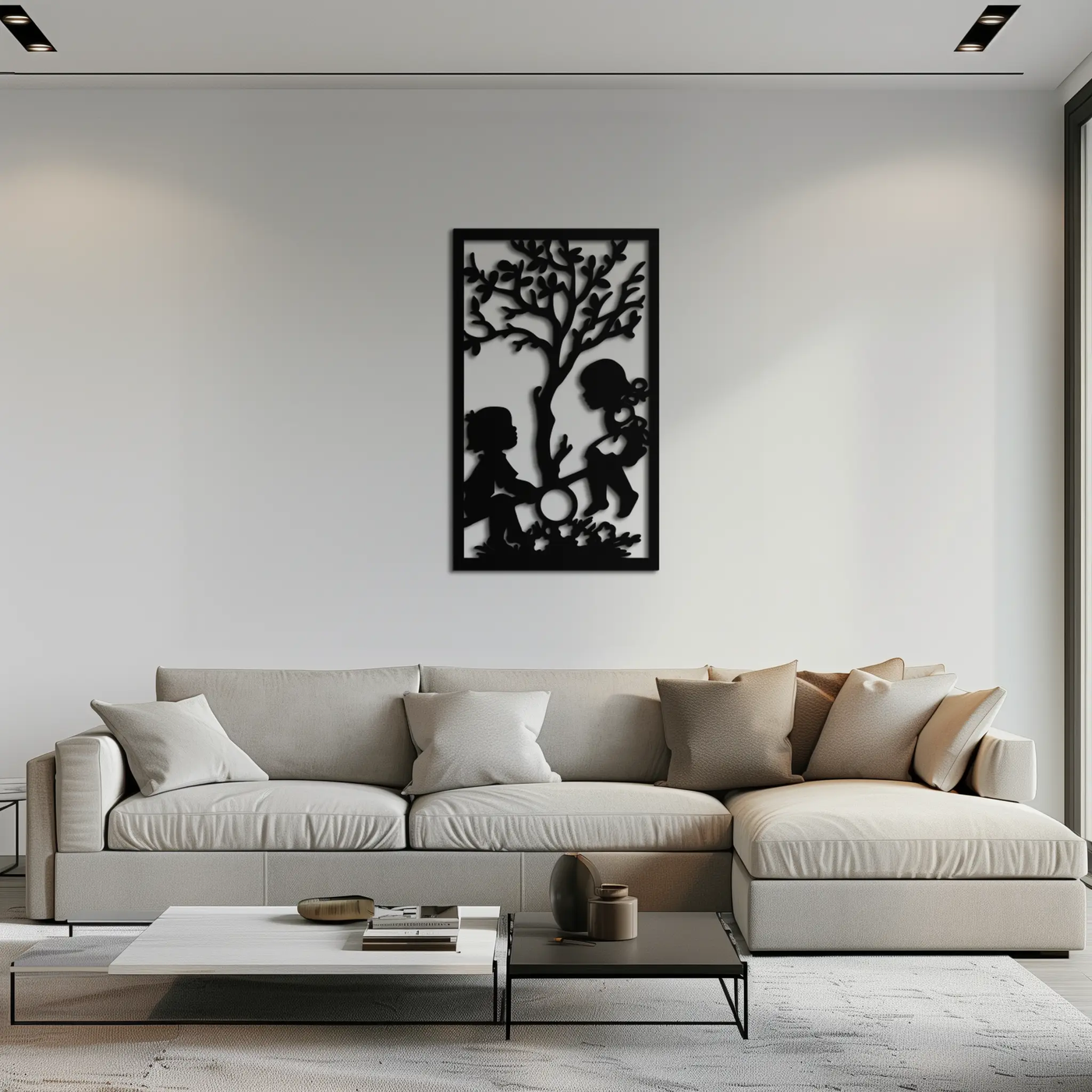 Playful Childhood Metal Wall Art - Nostalgic Minimalist Steel Decor - KAF060 by Enova Art