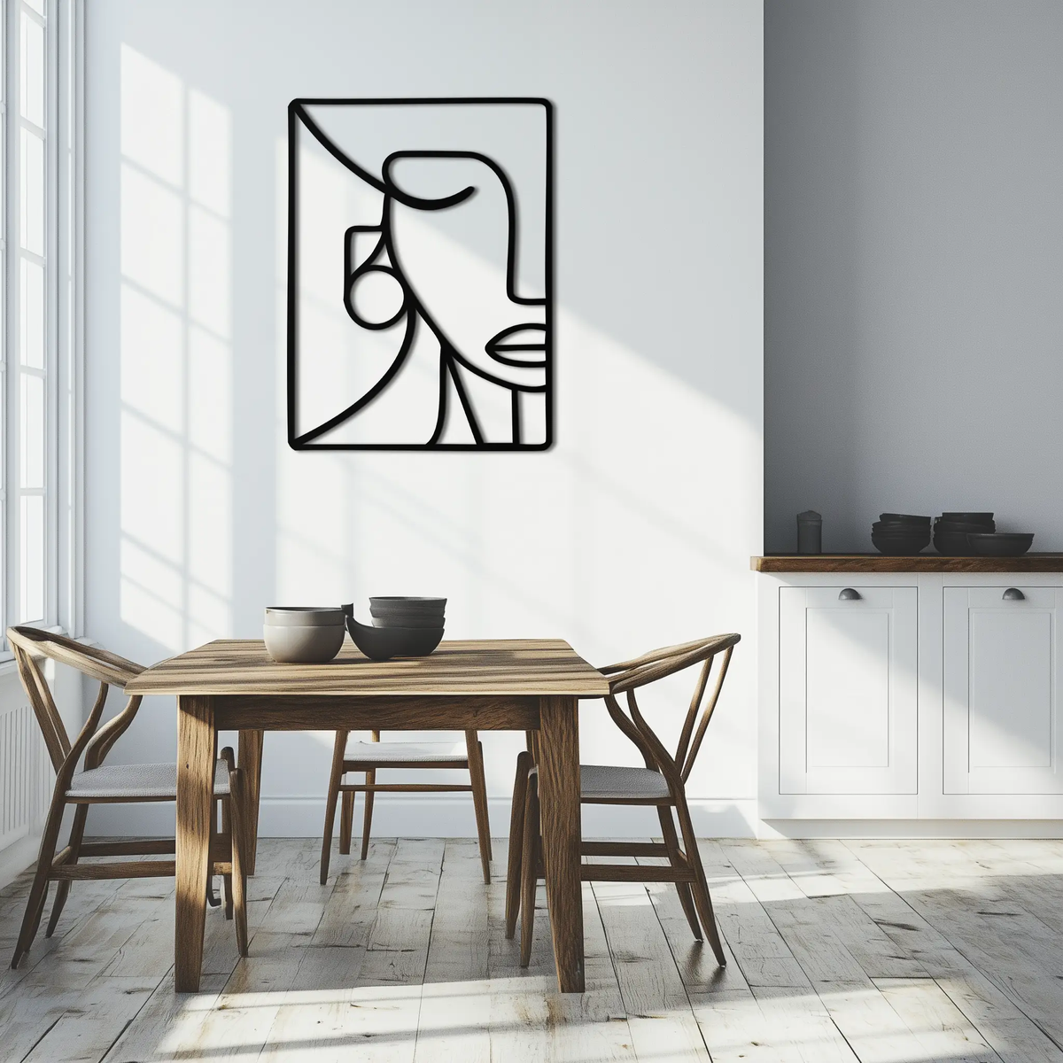 Abstract Face Metal Wall Art - Modern Minimalist Steel Decor - KAF063 by Enova Art