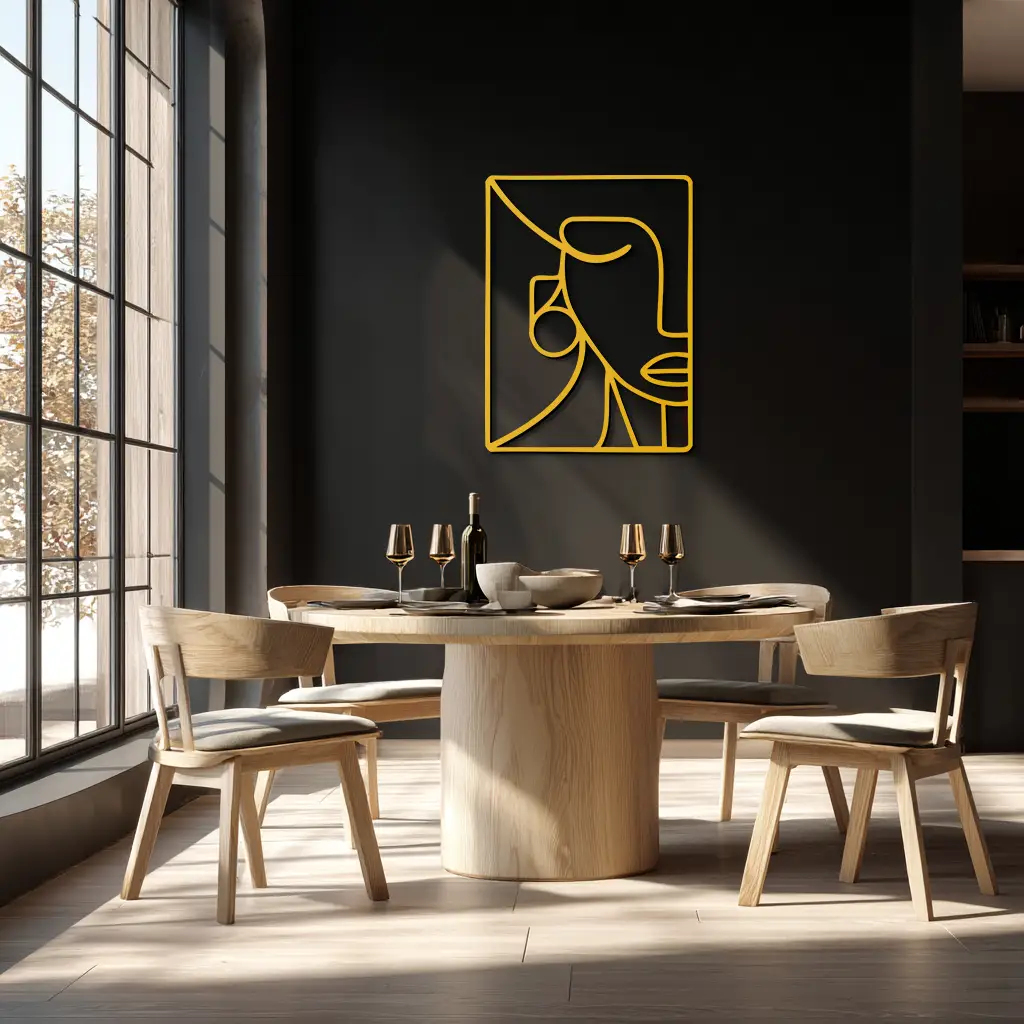 Abstract Face Metal Wall Art - Modern Minimalist Steel Decor - KAF063 by Enova Art
